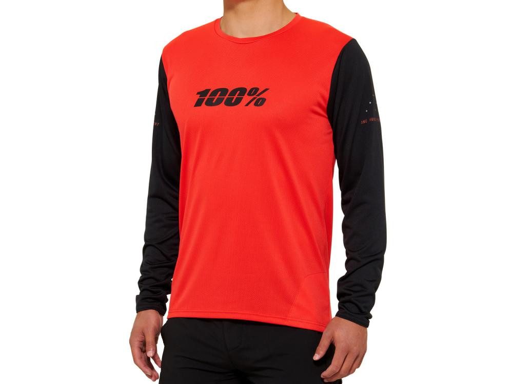 100% Funktionsshirt 100% Ridecamp Long Sleeve Jersey XL Red/Black - atmungsaktives MTB-Tri