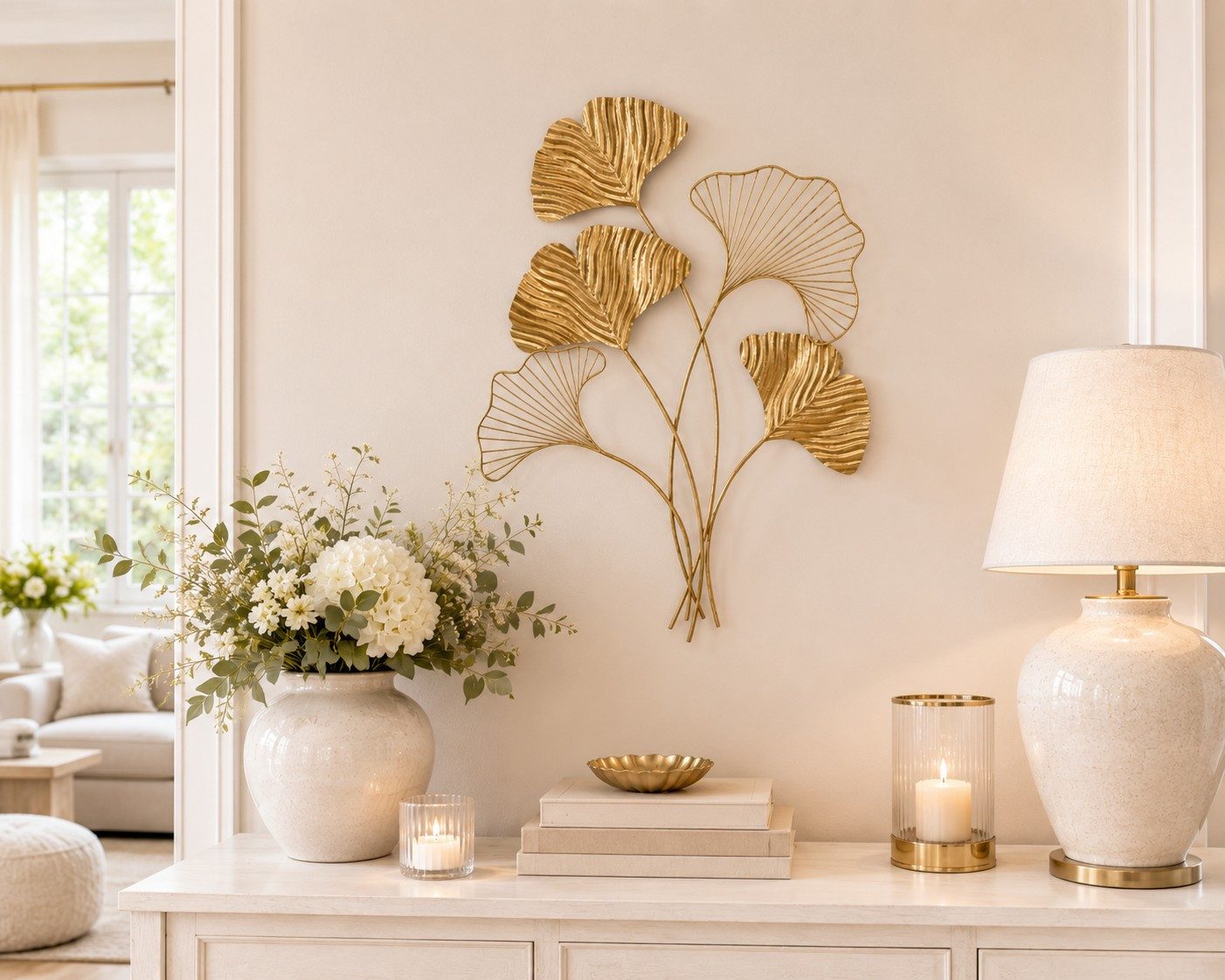 moebel-direkt-online Wanddekoobjekt Wandschmuck "Ginkgoblätter" aus Metall
