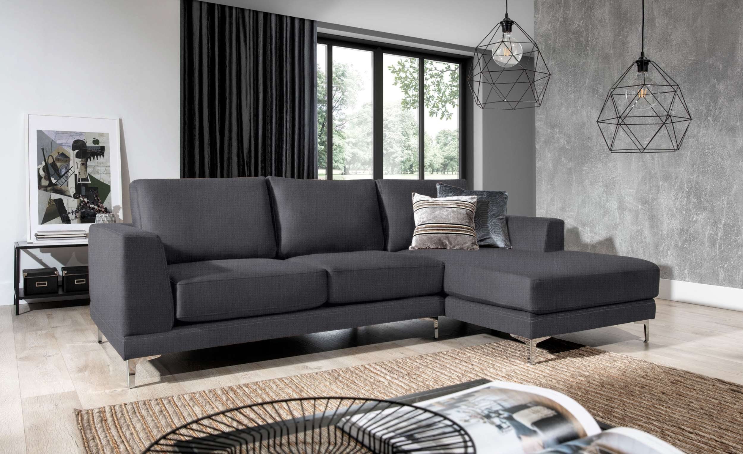 Stylefy Ecksofa Aria, L-Form, Eckcouch, mane links oder rechts bestellbar, frei im Raum stellbar, Schaumstoffpolsterung, Metall, Modern Design