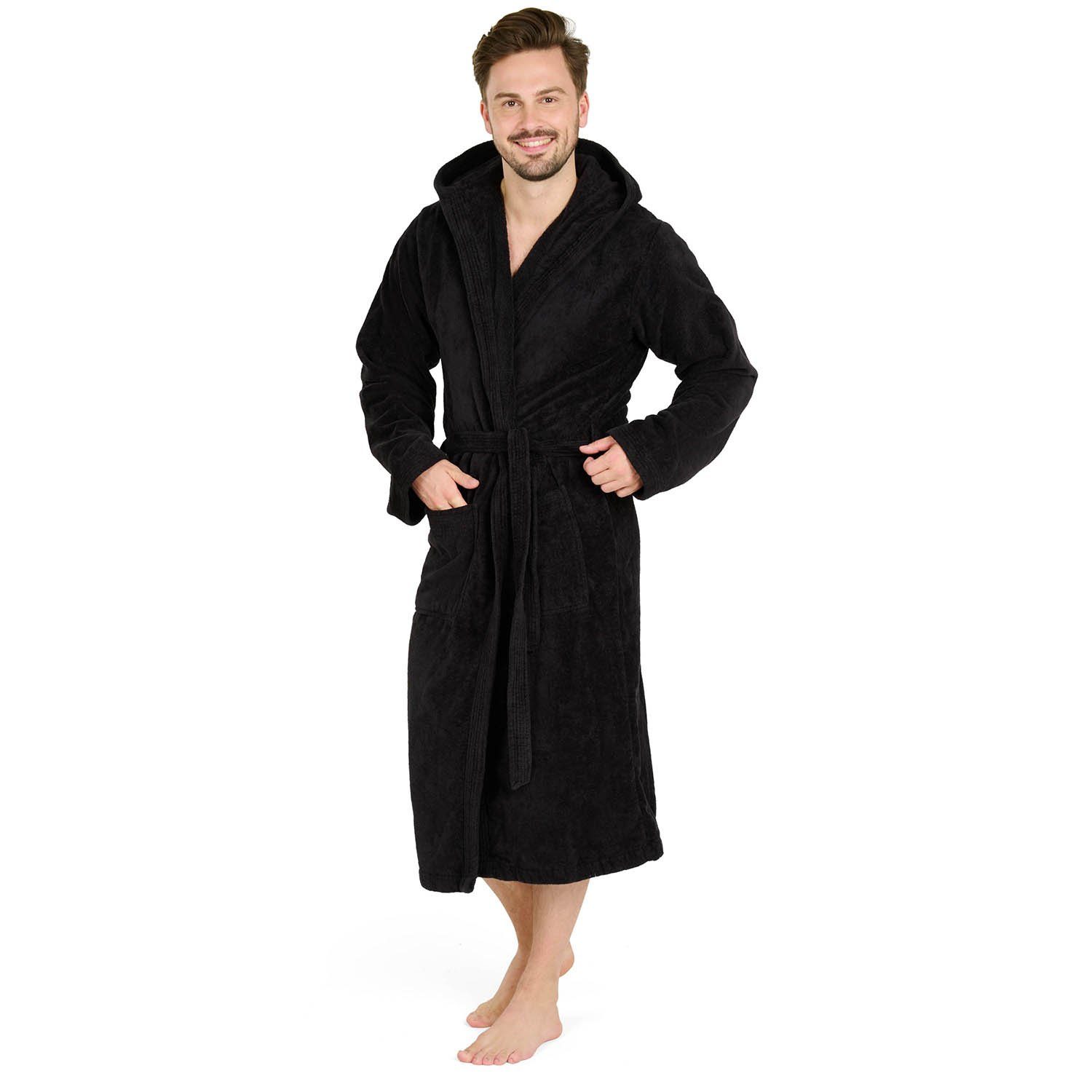 Blumtal Bademantel Herren, Baumwolle, mit gefütterter Kapuze, mit samtigen günstig online kaufen