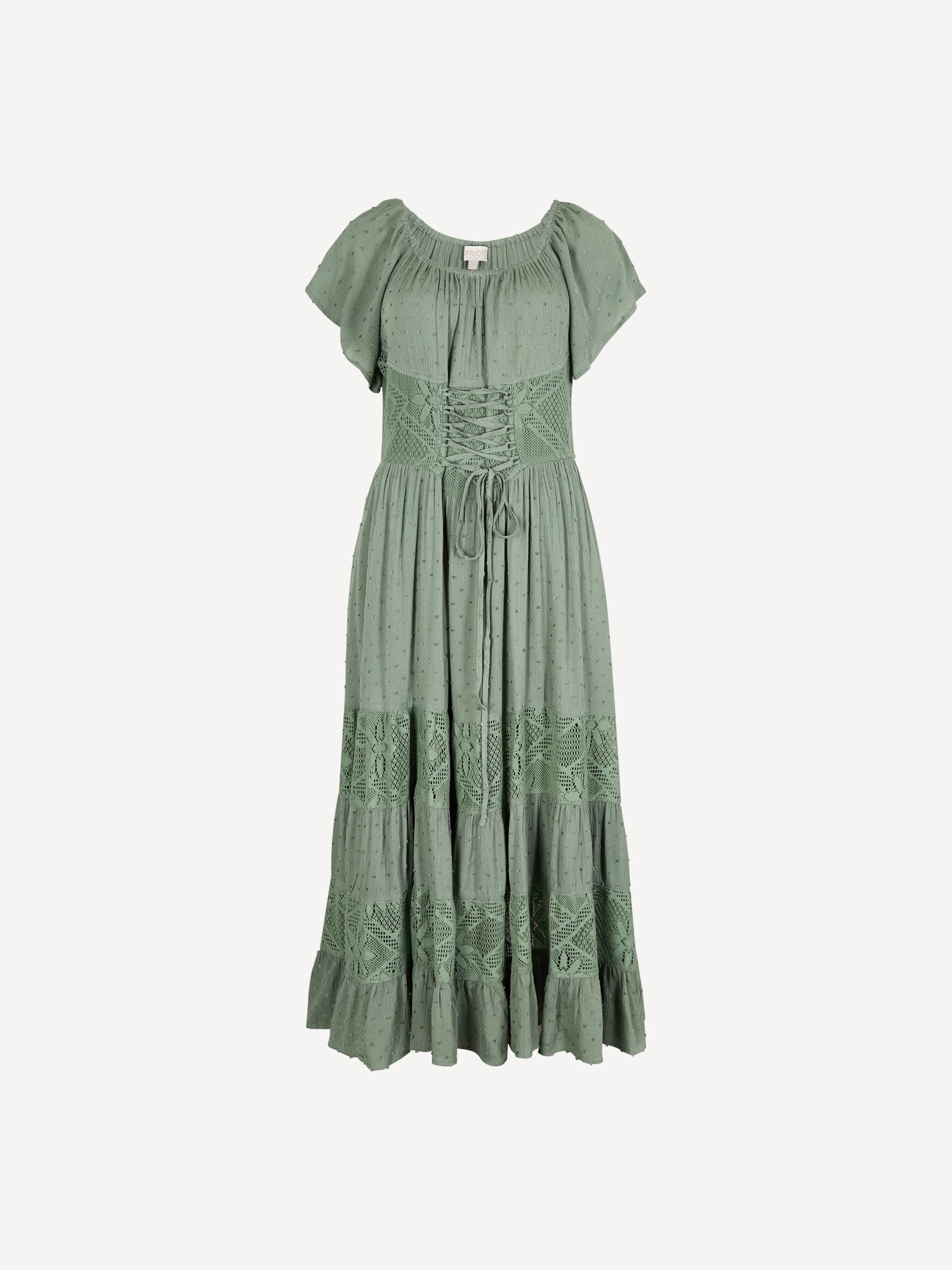 Apricot Spitzenkleid Korsett-Maxikleid mit Spitzendetails