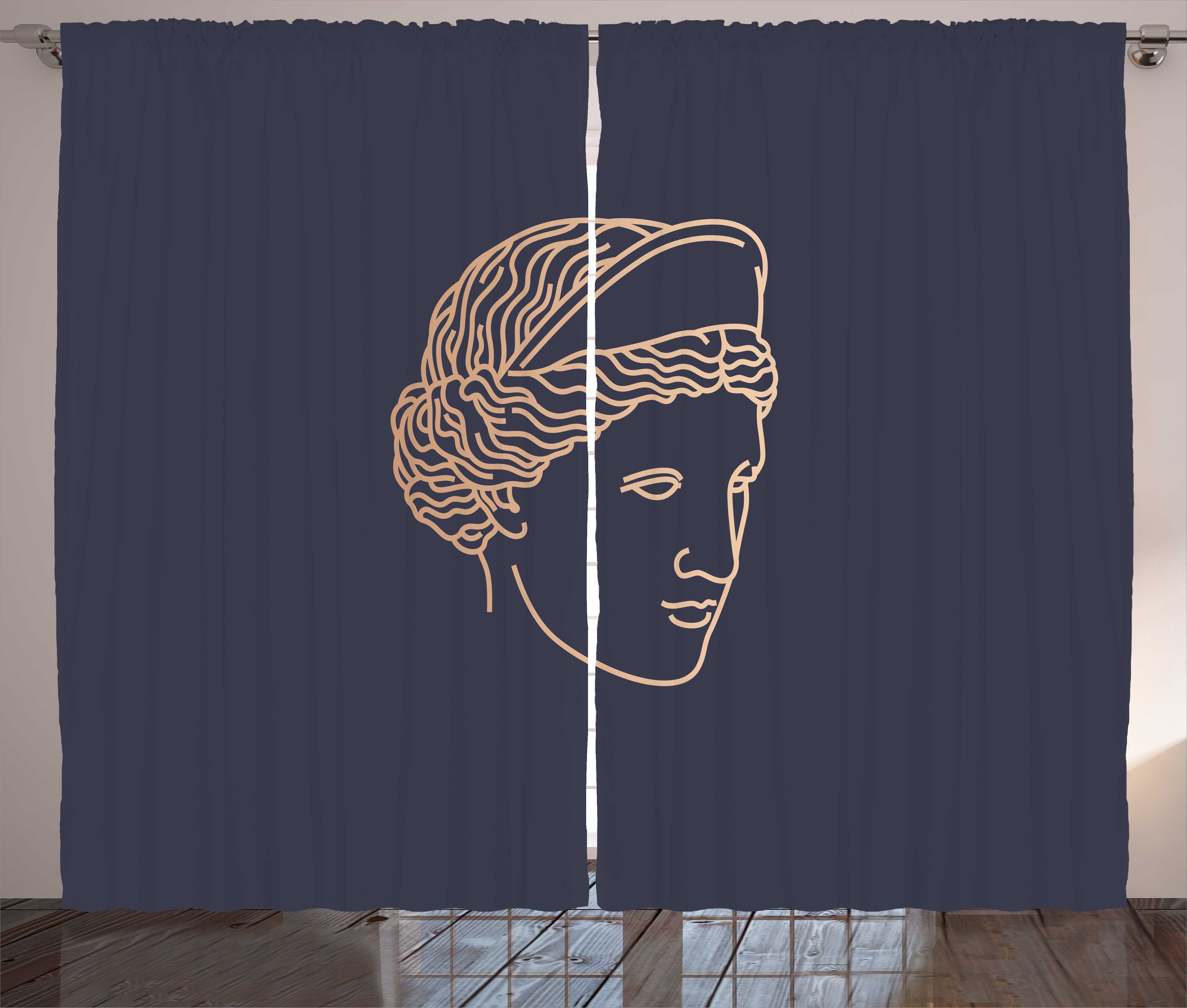 Gardine Schlafzimmer Kräuselband Vorhang mit Schlaufen und Haken, Abakuhaus, Venus Aphrodite Kontur Kopf Kunst