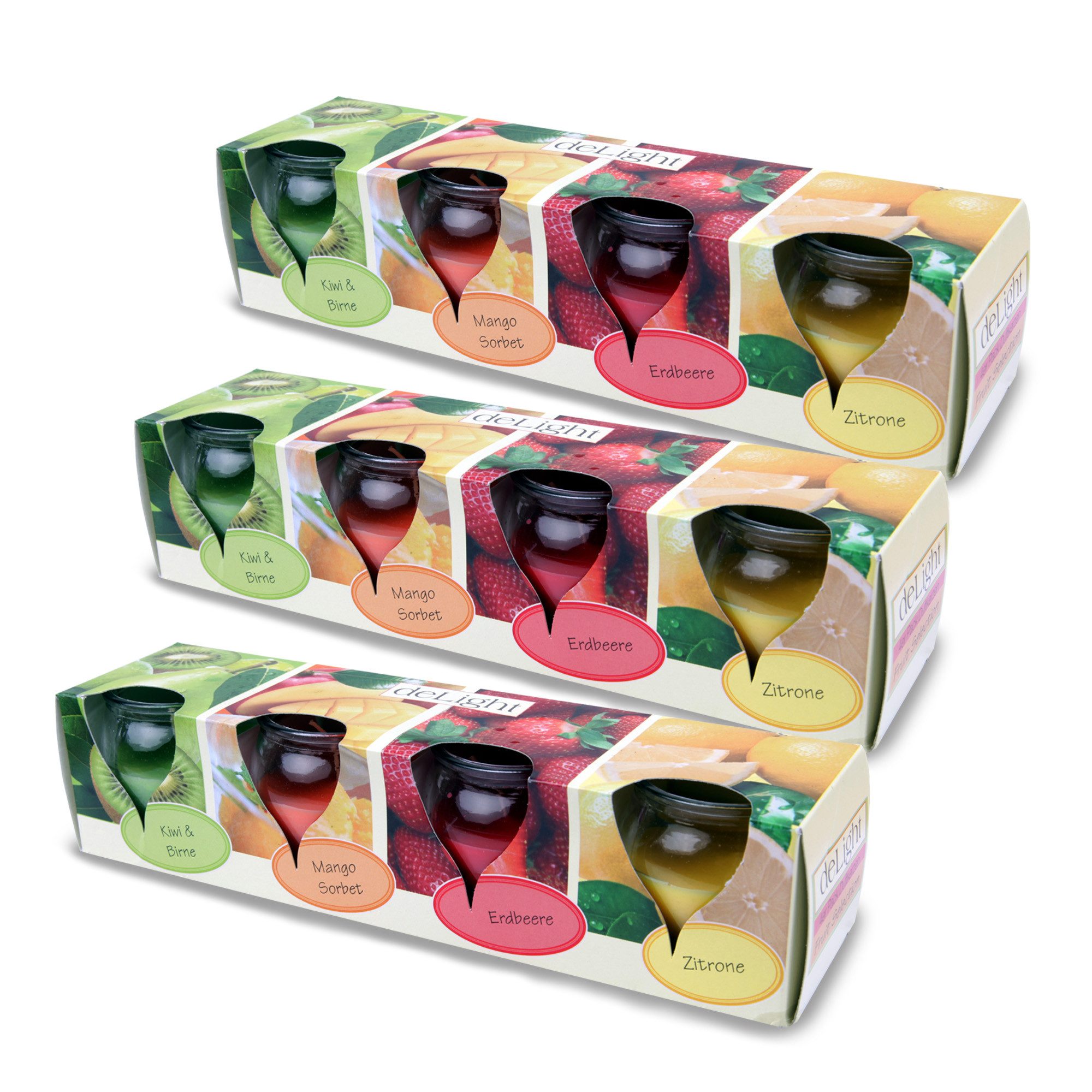 HS Candle Duftkerze Selection Duftmix im Glas (12-tlg), Fruit Selection, Duftnote fruchtig, Ø6x6cm, 18h, frisch & sommerlich