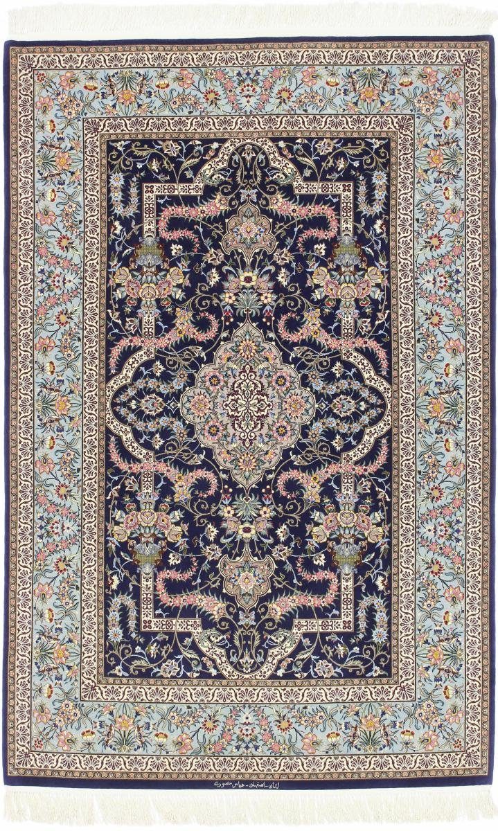 Orientteppich Isfahan Signiert Seidenkette 140x216 Handgeknüpfter Orientteppich, Nain Trading, rechteckig, Höhe: 6 mm