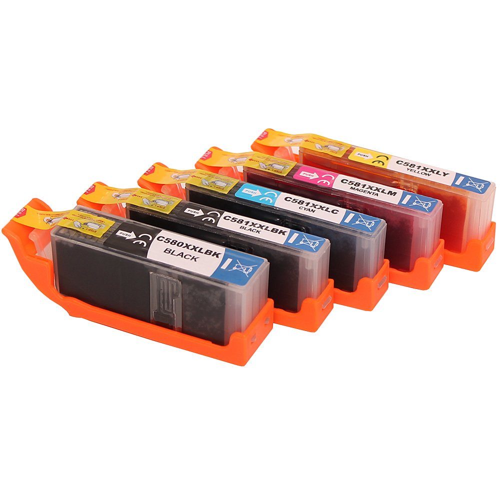 Colori Tintenpatrone (Kompatibles Set 5x Kompatible Patrone für Canon 580 581 580XXL, 150 TS6151 TS6200 TS6220 TS6240 TS6241 TS6250 TS6251 TS6300 TS6350 TS6)