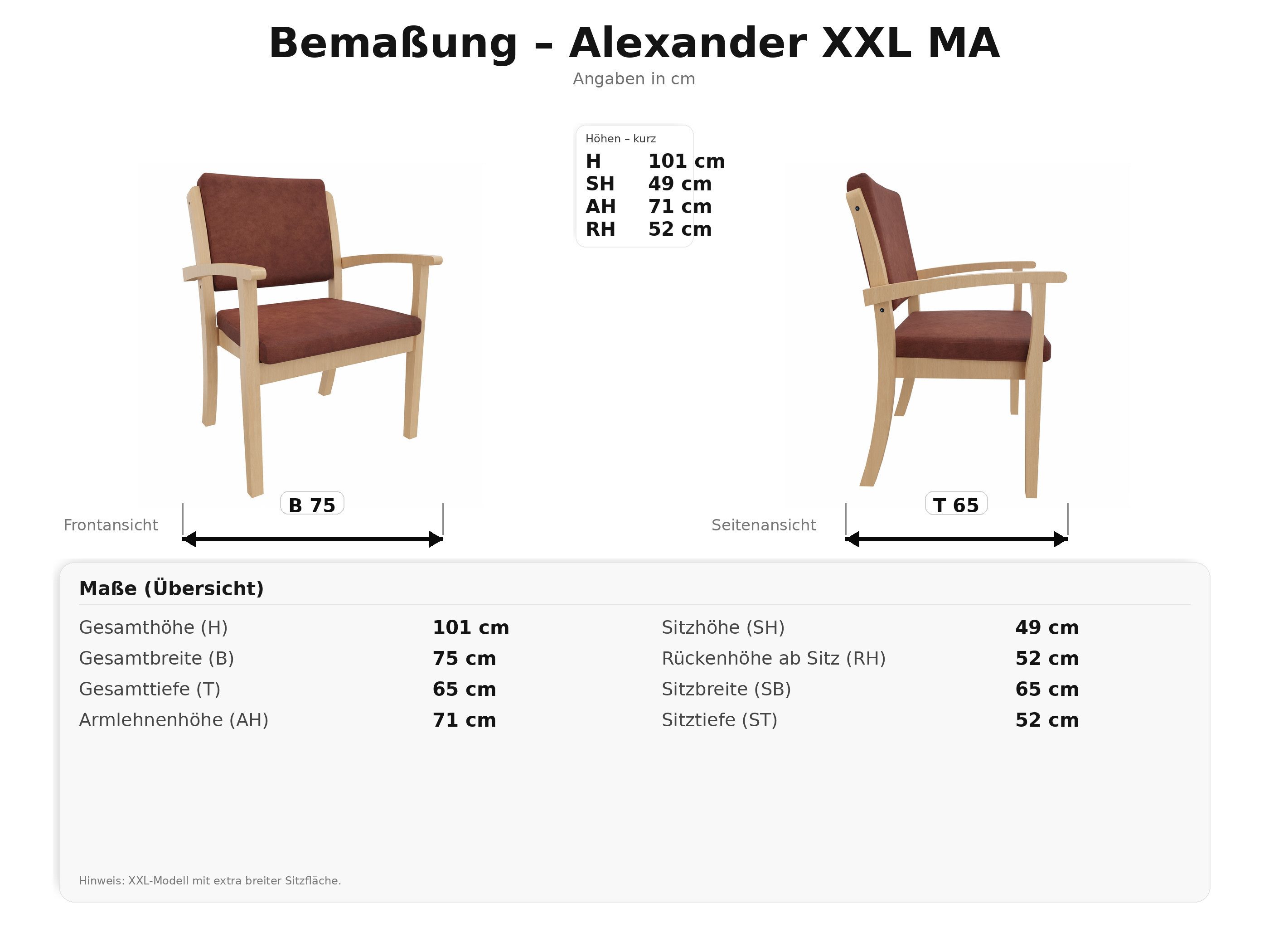 einrichtungsdesign24 Armlehnstuhl Schwerlaststuhl Alexander XXL mit Armlehnen für Schwergewichtige, 49cm Sitzhöhe