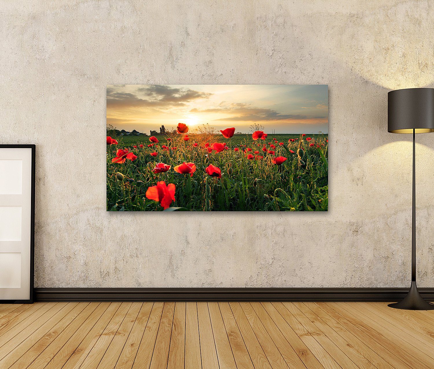 islandburner Leinwandbild Bild auf Leinwand Mohnblumen Feldblume Auf Sonnenuntergang Wandbild L – Bild 2 von 3