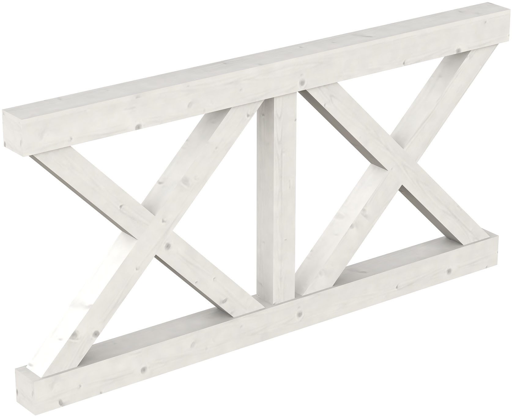 Skanholz Brüstungsgeländer Andreaskreuz, 170 cm Länge, 84 cm Höhe, für die Front