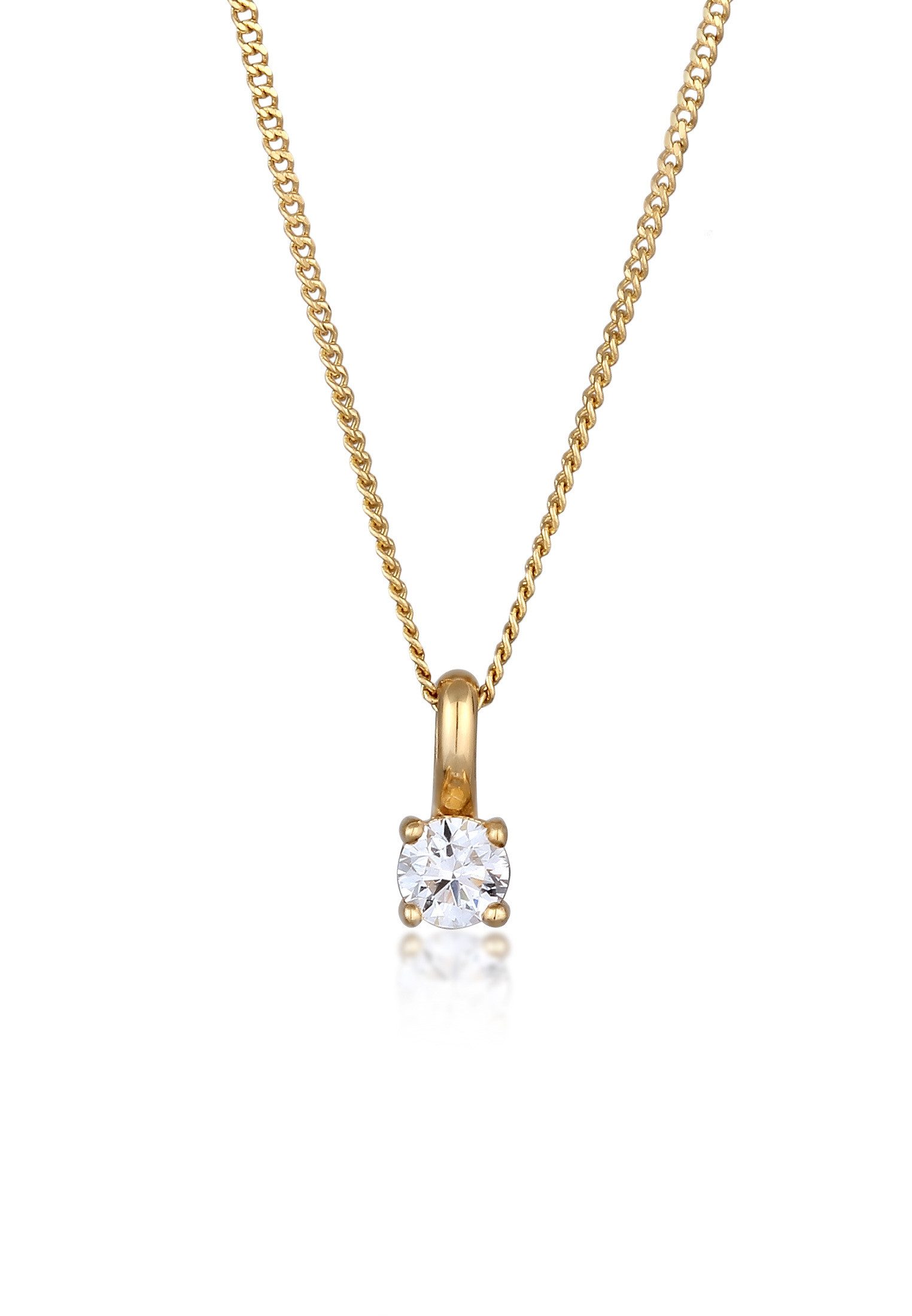 Kette mit Anhänger Diamant Weiß Brillantschliff (0.034 ct) 585 Gelbgold