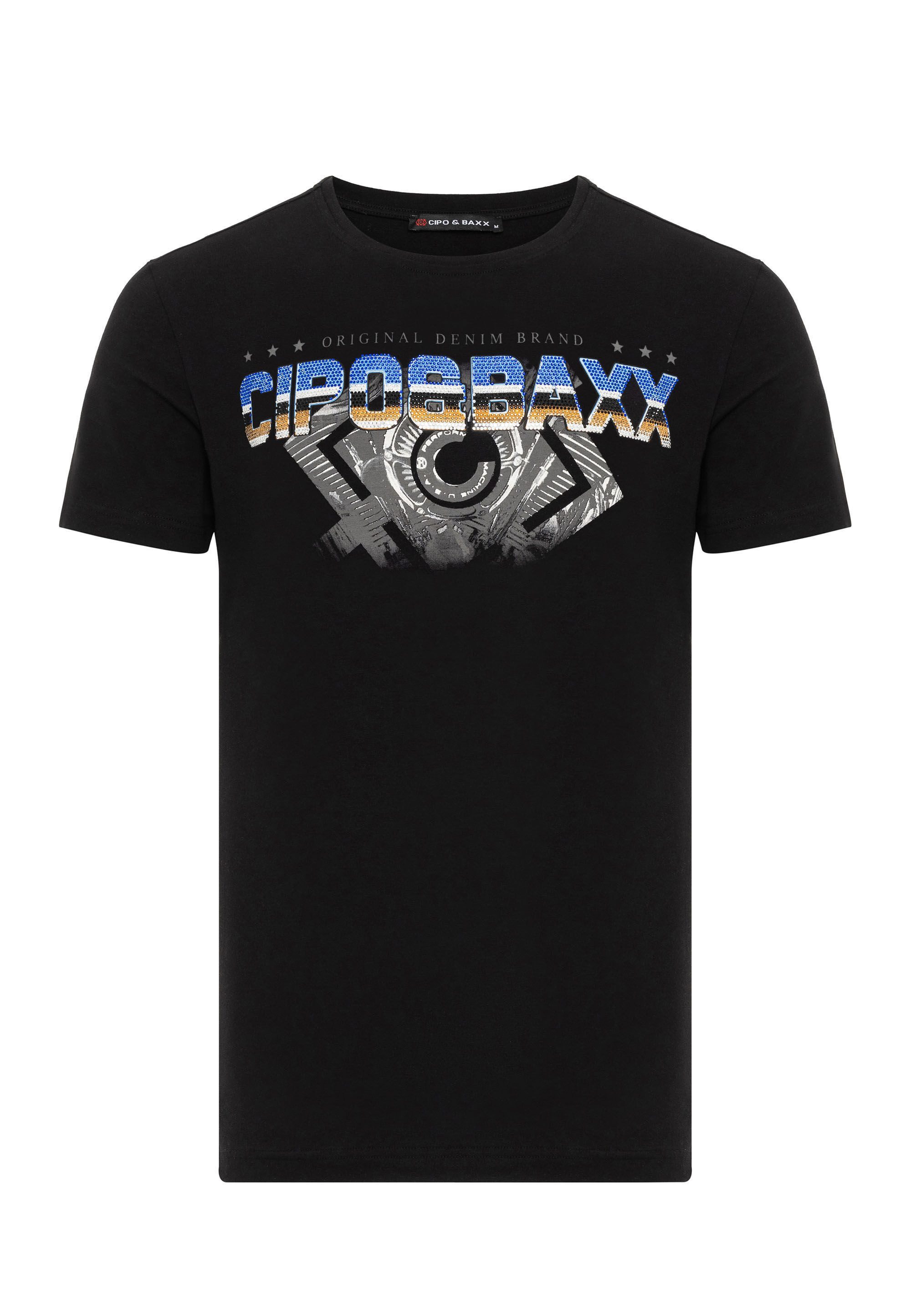 Cipo & Baxx T-Shirt T-Shirt extravaganter Marken-Schriftzug günstig online kaufen