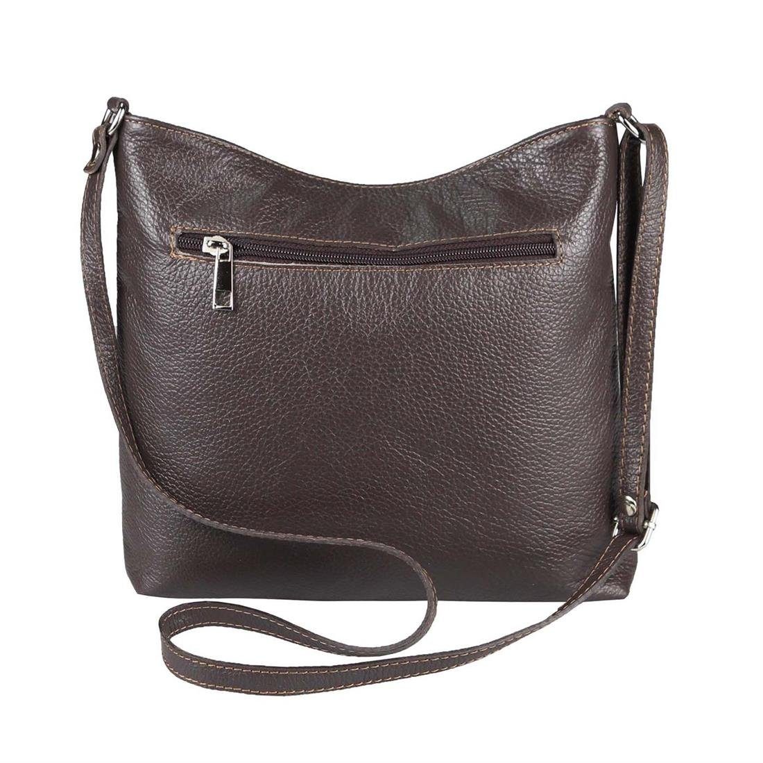 ITALYSHOP24 Schultertasche Made in Italy Damen Leder Tasche Cross Over Body Bag Umhängetasche, leichte schmale Brusttasche Shopping Reise Urlaub Ausgehen Freizeit