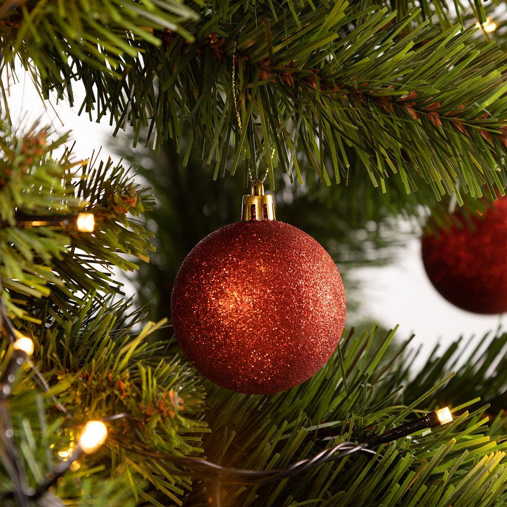 Christbaumkugeln St), tlg ∅ Weihnachtsbaumkugel glitzernd matt glänzend Casaria Rot 24 (24 6cm