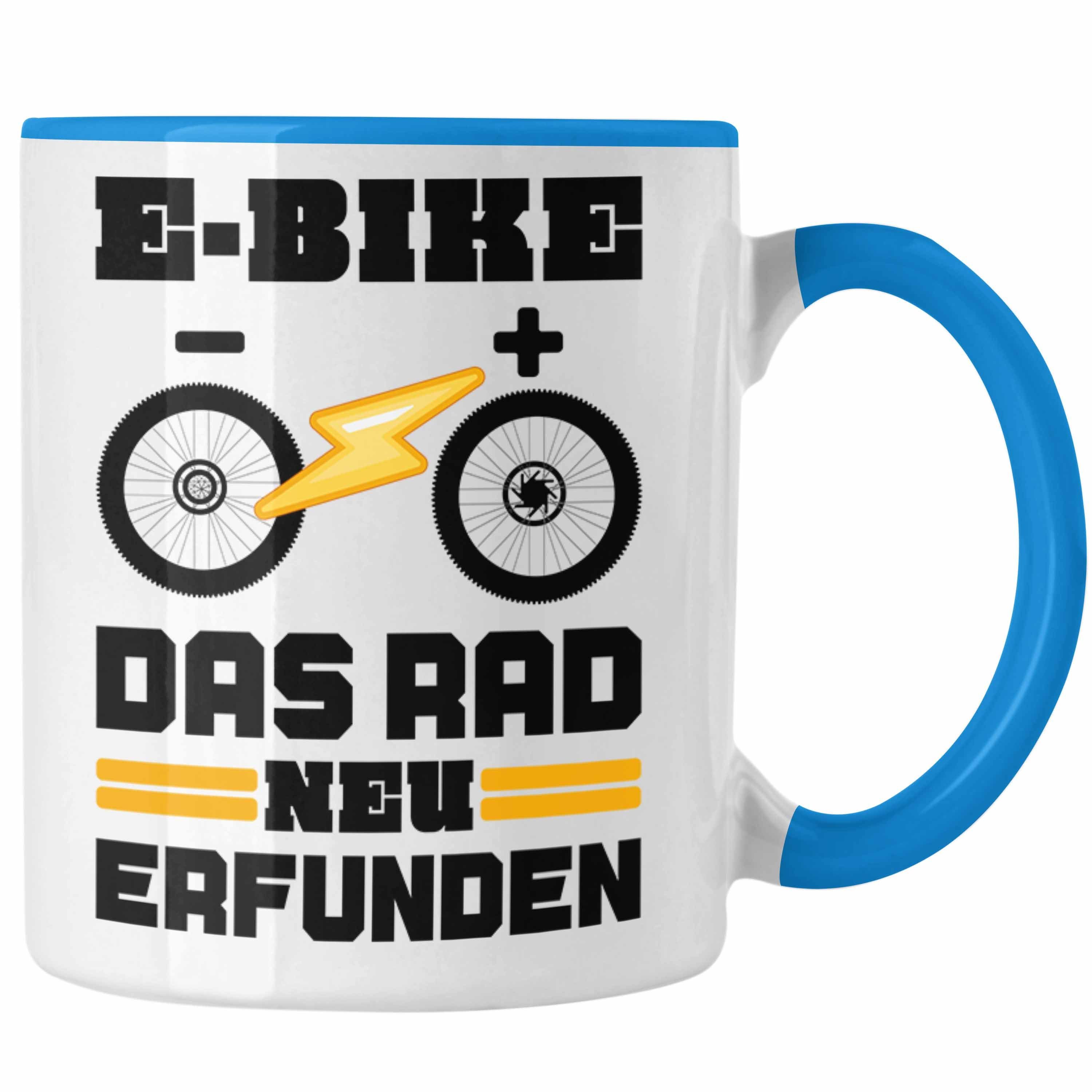 Trendation Tasse Trendation - Elektrofahrrad E-Bike Tasse mit Spruch Geschenk Ebike Lustige Geschenke Kaffeetasse Rentner Sprüche Blau