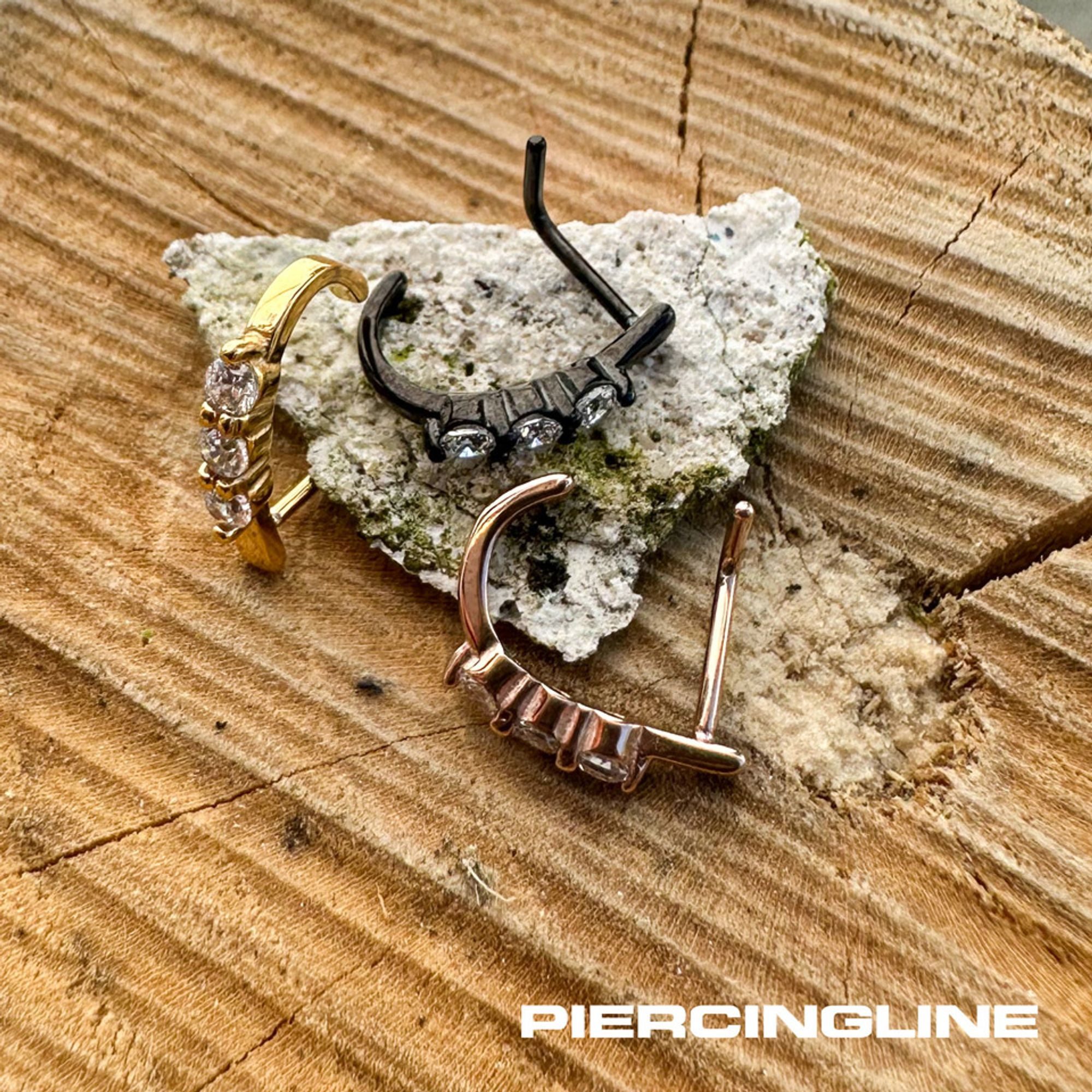 PIERCINGLINE Nasenpiercing Chirurgenstahl Nasenstecker 3 GROSSE KRISTALLE (Nasenstecker, 1-tlg) – Bild 5 von 5