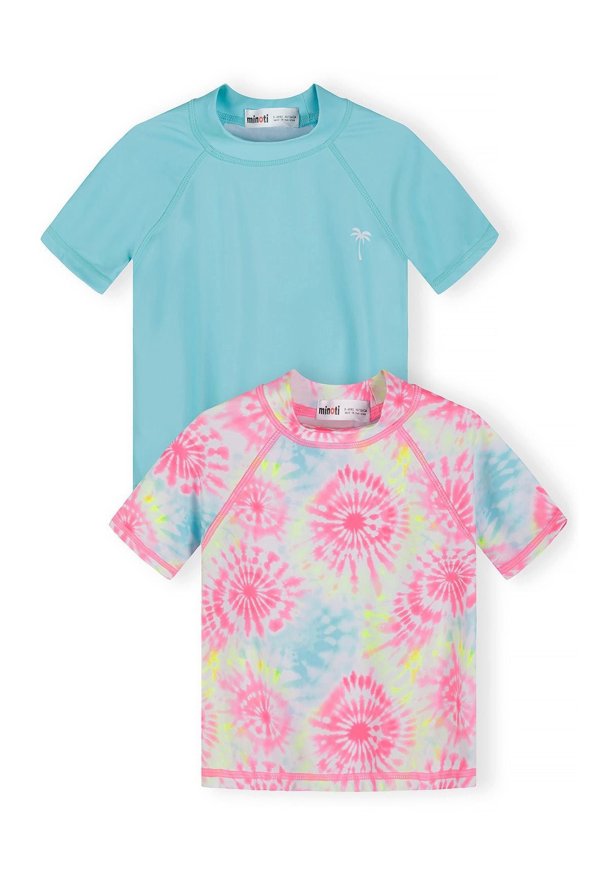 MINOTI Bade-Shirt für Mädchen im 2er-Pack (Packung), Palmenprint und Batik