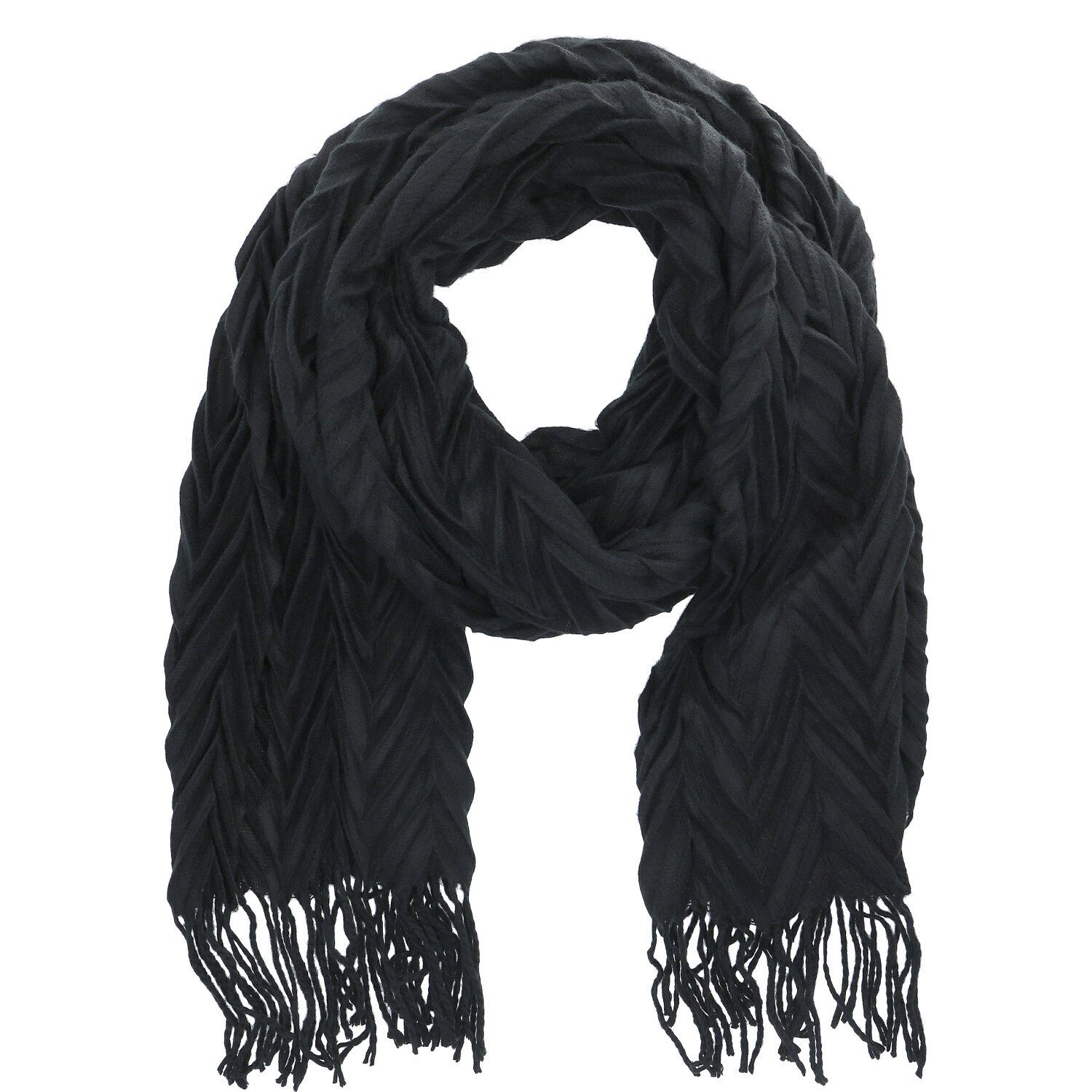 Antonio Strickschal Antonio Damen Winter Schal Cashmera Plissee schwarz günstig online kaufen