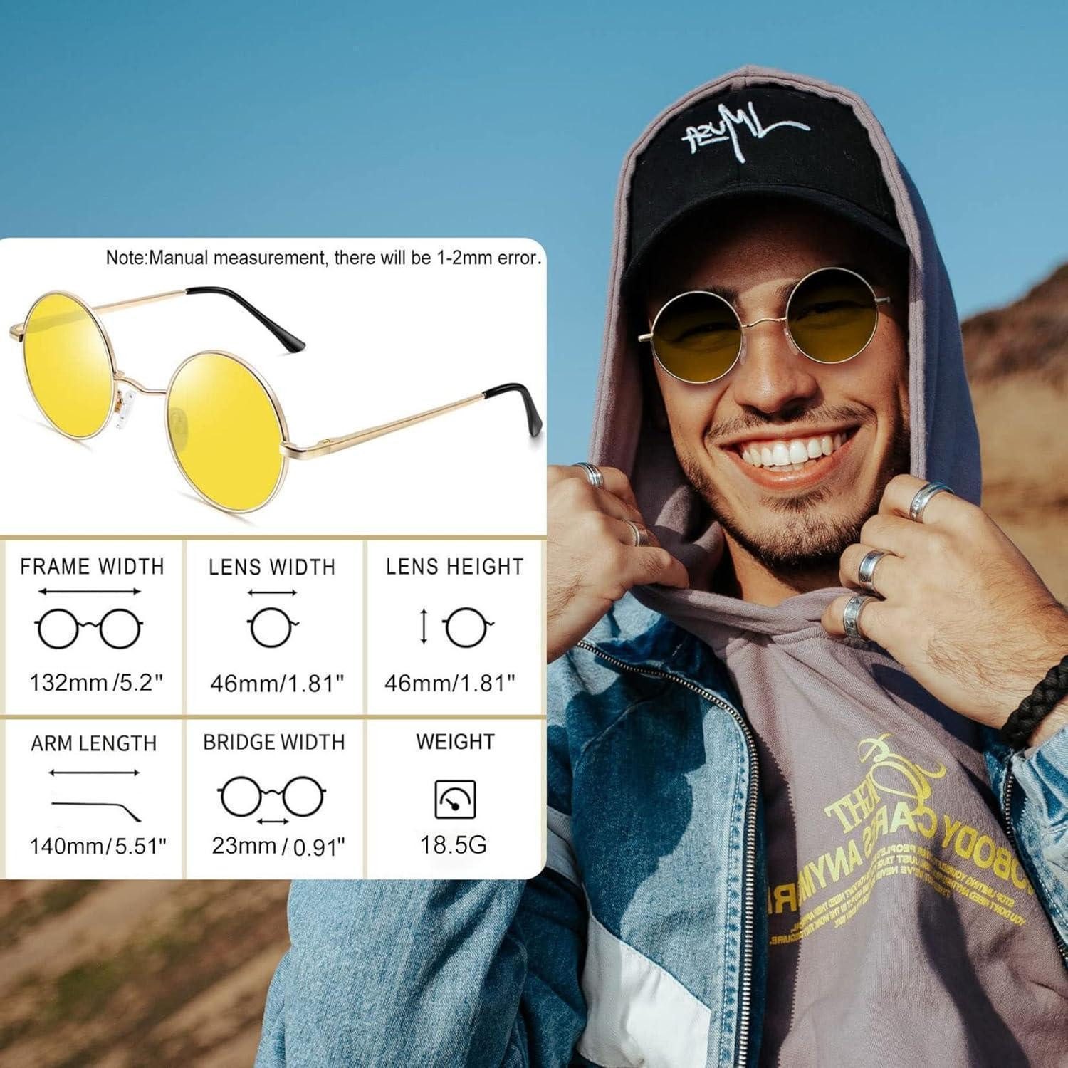 LuxusKollektion Retrosonnenbrille Sonnenbrille Rund A12-gelb Nachtsicht-nicht Polarisiert Wie die Bilder