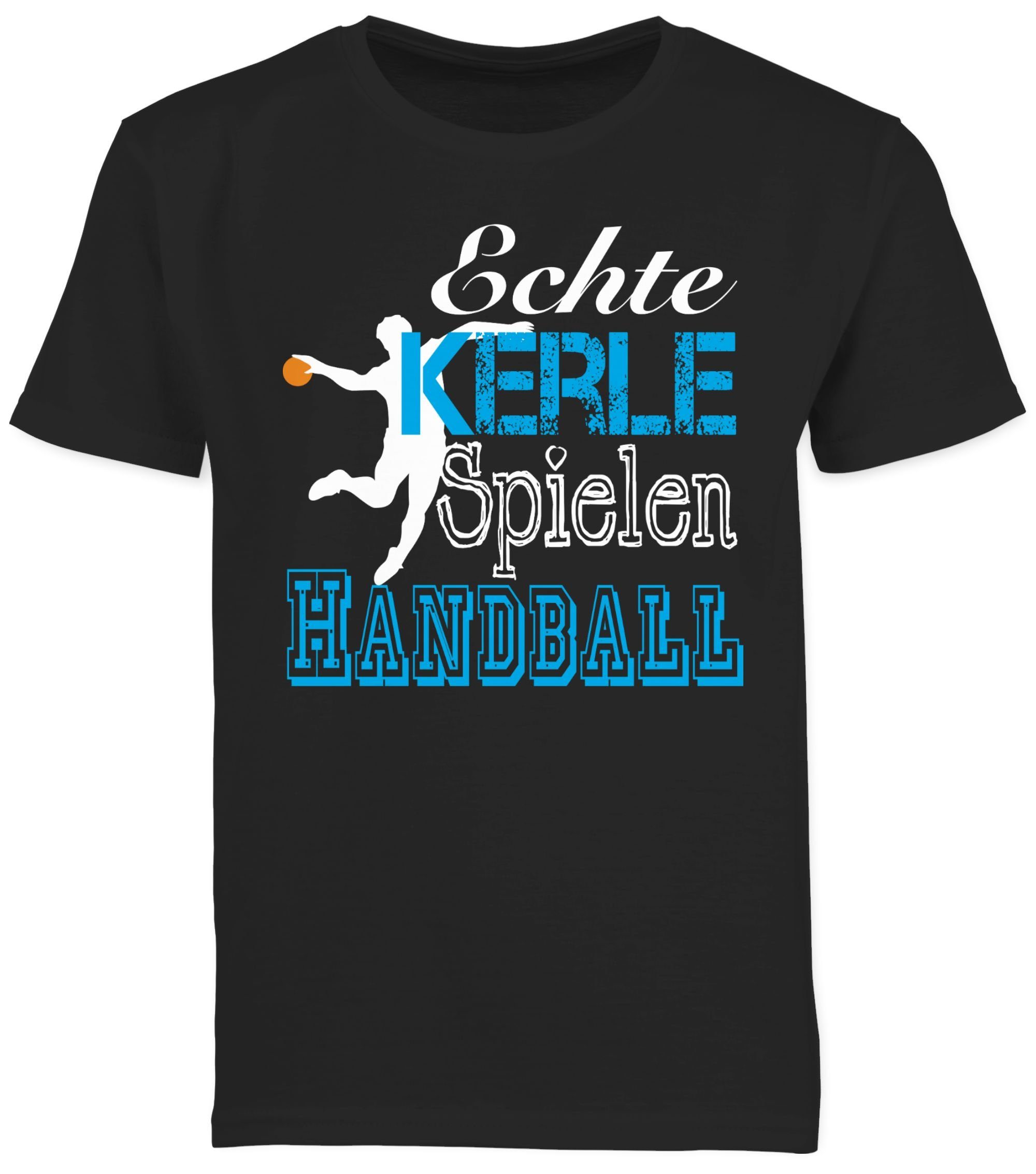 weiß 2 Kerle Kleidung Echte Kinder Shirtracer Sport Schwarz T-Shirt Handball Spielen