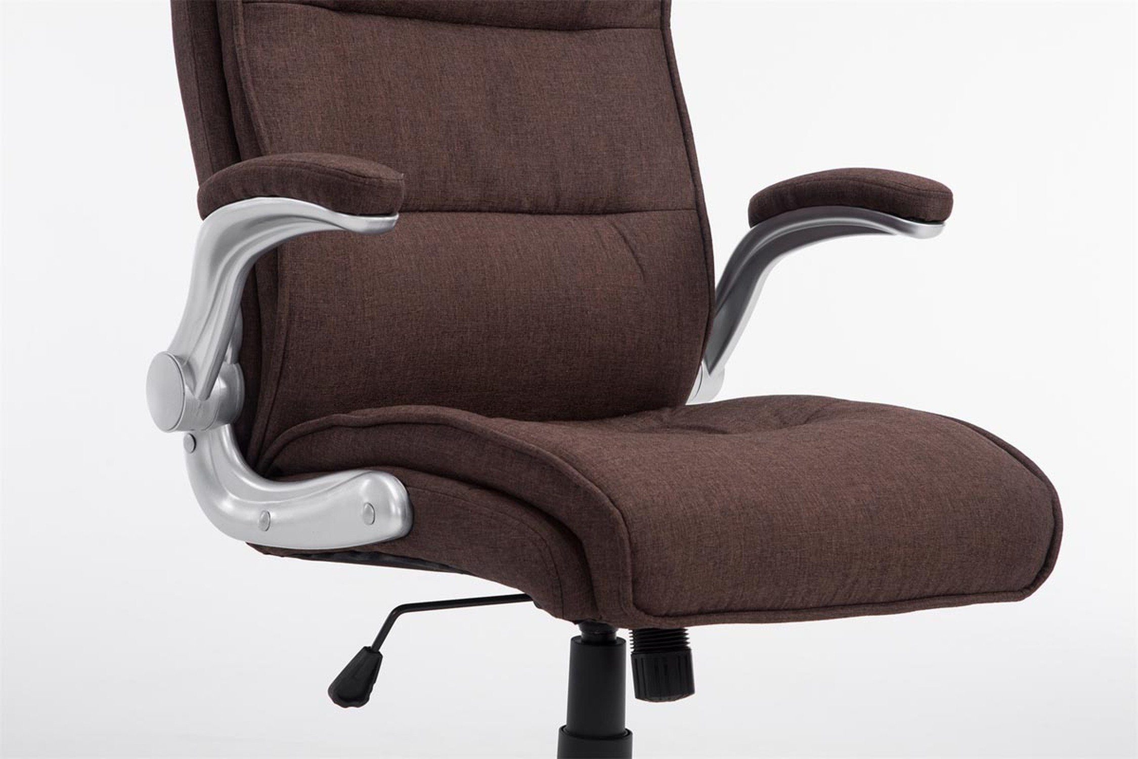 silber Sitzfläche: TPFLiving braun Drehstuhl, Bürostuhl bequemer Rückenlehne geformter (Schreibtischstuhl, Kunststoff ergonomisch XXL), mit Gestell: Stoff Vila - Chefsessel, Bürostuhl