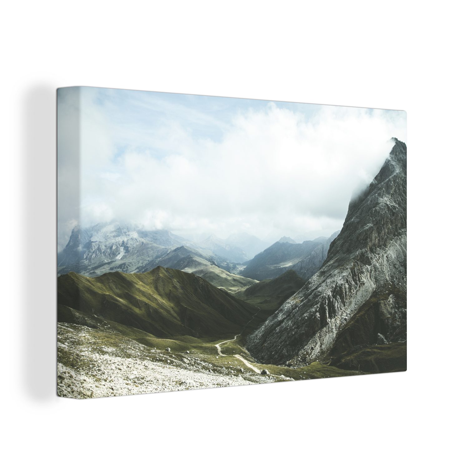 OneMillionCanvasses® Leinwandbild Italien - Berg - Nebel, (1 St), Wandbild Leinwandbilder, Aufhängefertig, Wanddeko, 30x20 cm