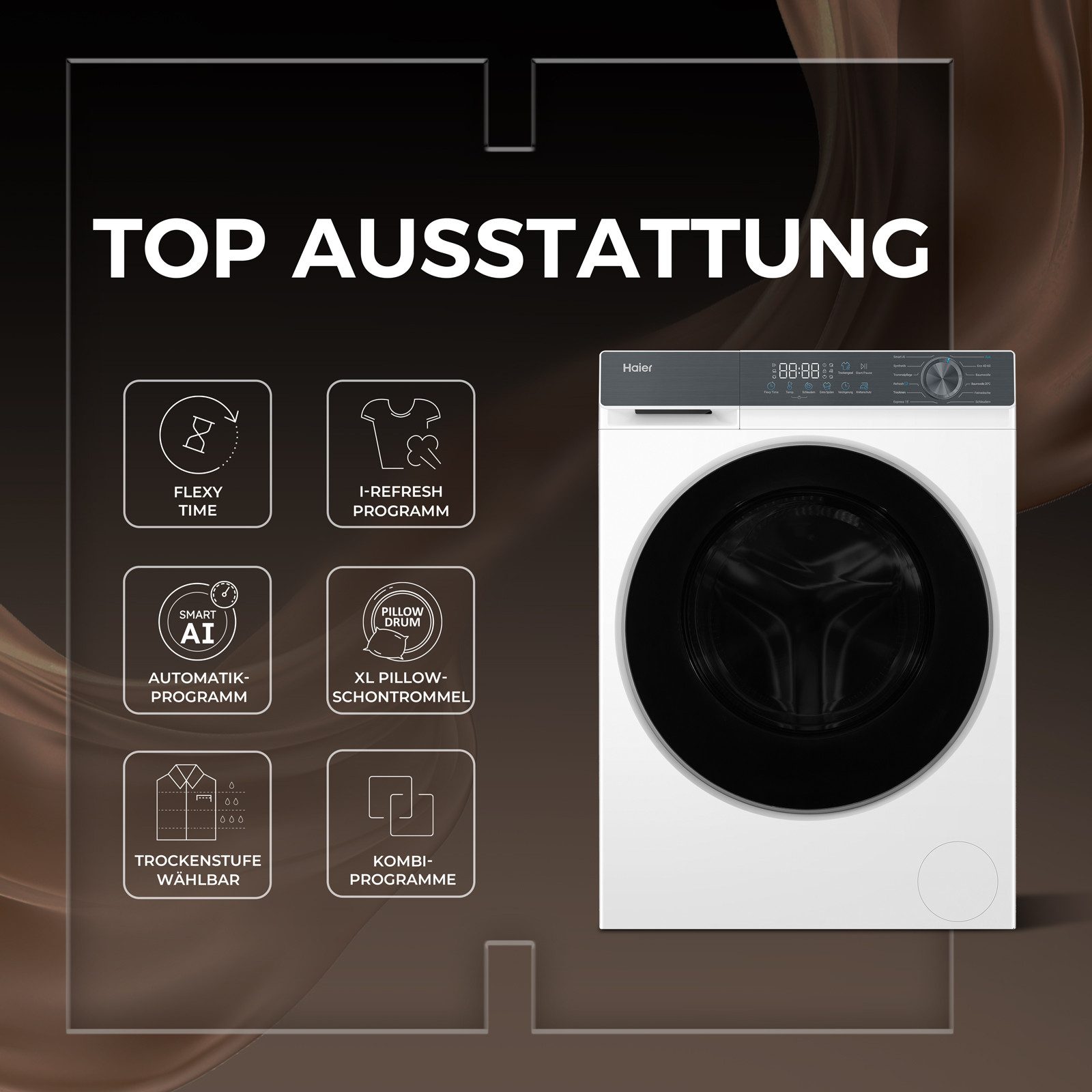 Haier Waschtrockner G3 Serie HWD80-BP14637T, 8 kg, 5 kg, 1400 U/min, Smart AI Automatikprogramm