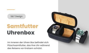 S&T Design Uhrenbox Uhrenetui Reiseetui für Uhren Wasserdicht Uhrenbox (Samt-Innenfutter & Nylon), Tasche Etui für Smartwatch & Uhr