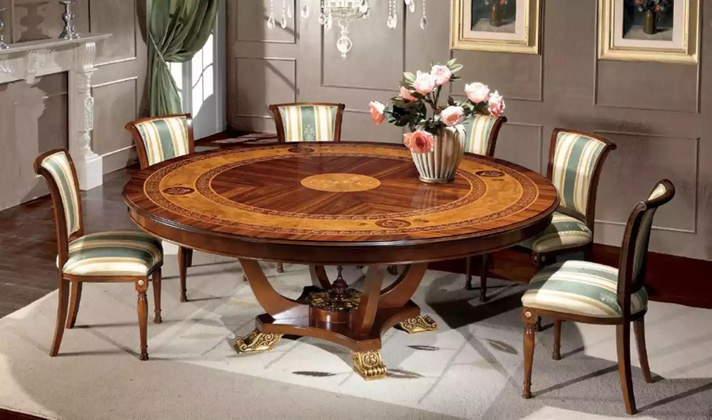 Esstisch Runde Tisch Holz Klassisch Stil Ess Wohn Zimmer Möbel Braun Neu