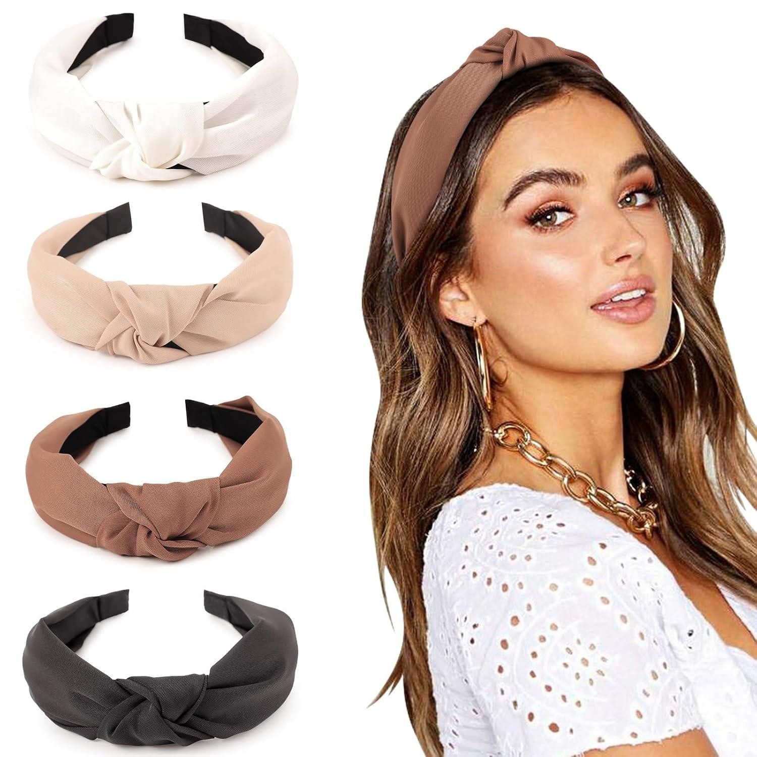 Haarreif Haarreifen Damen Mädchen breite Stirnbänder 4er Packung Boho Haarreif