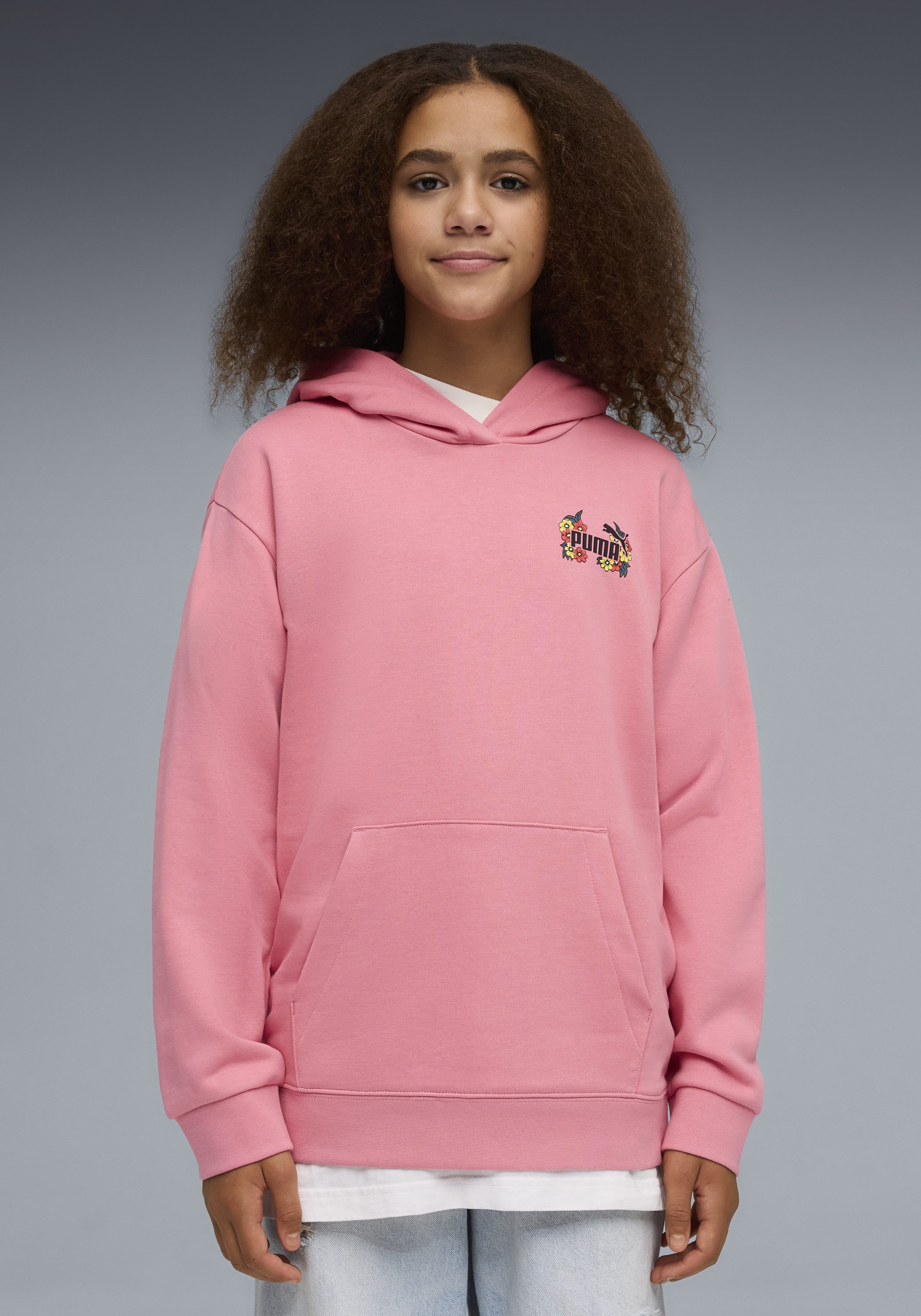 PUMA Kapuzensweatshirt MID90S RELAXED GRAPHIC HOODIE TR G für Jugendliche, sportlicher Stil, mit Logodruck, mit Kängurutasche