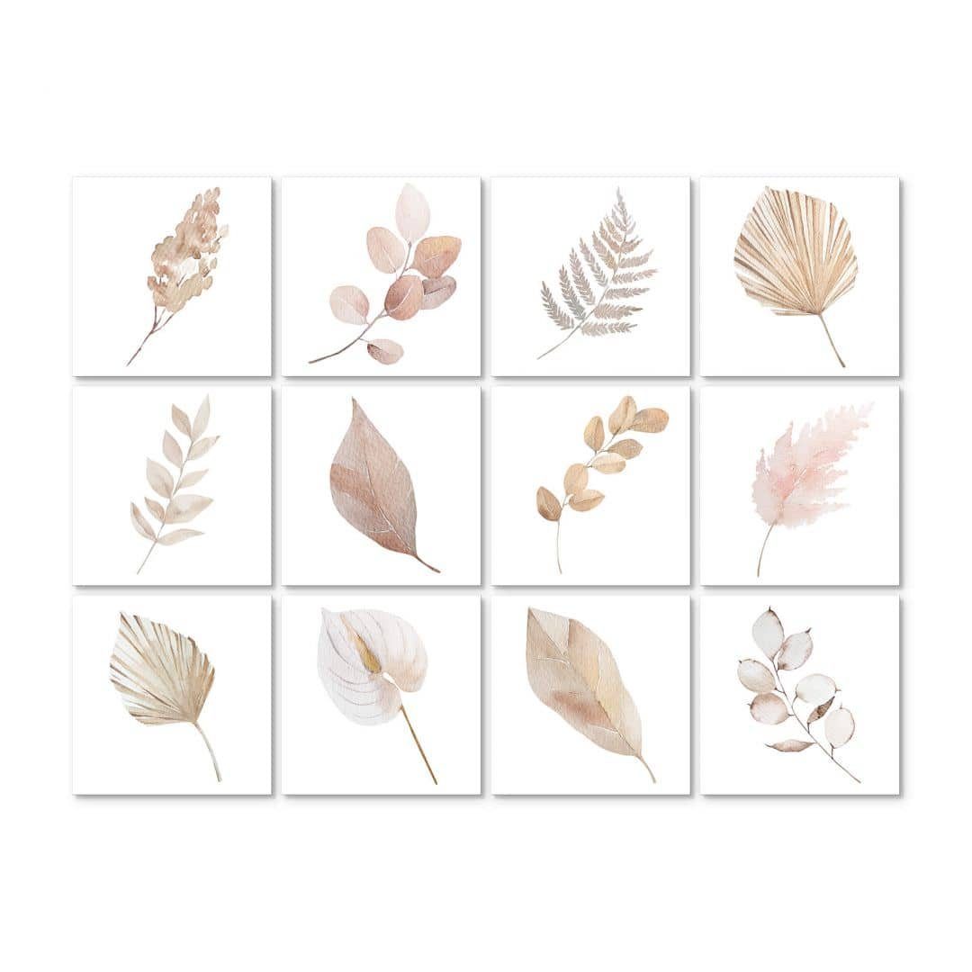 K&L Wall Art Fliesenaufkleber selbstklebend Klebefliese Sticker Herbst Boho Deko Küche