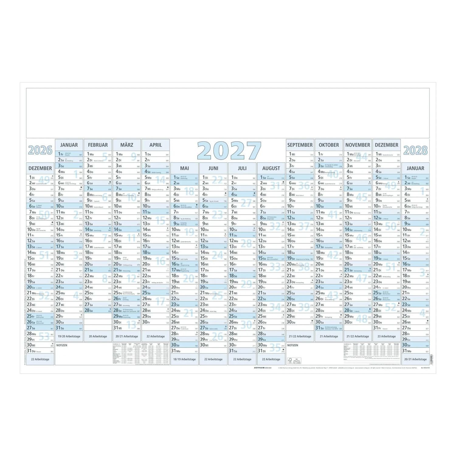 Wandkalender Plakatkalender 14 Monate 1 Stk. gerollt 2027