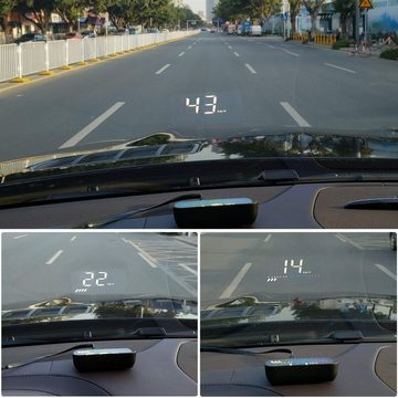 BlingBin Head Up Display OBD2 + GPS Dual-System-HUD-Anzeige nach Oben Auto-Geschwindigkeit, 3,50 " Display, 1 Set, 1-tlg., für alle Fahrzeuge mit Hybriden Auto Support 4 Anzeigemodi