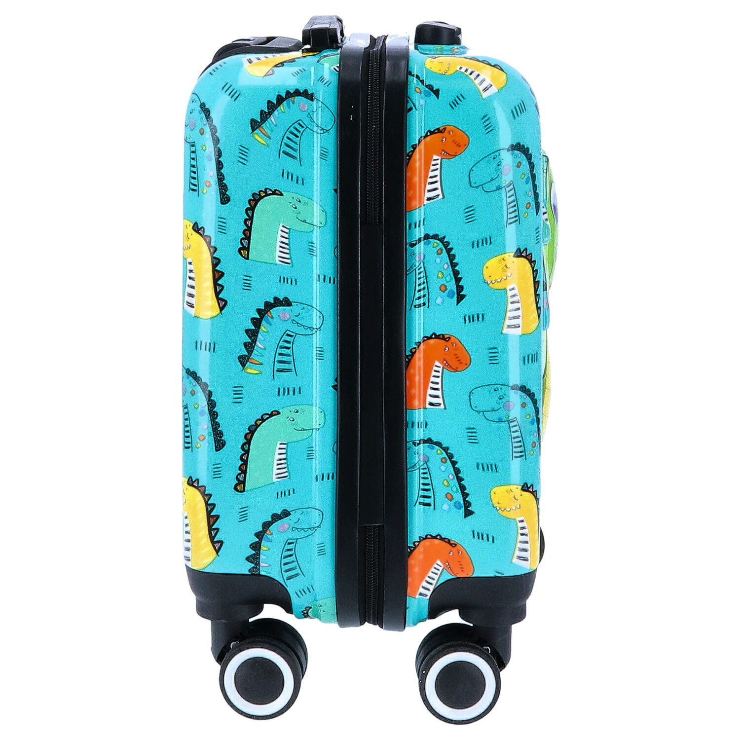 TheTrueC Koffer TheTrueC Kindertrolley 4 Rollen Dino grün