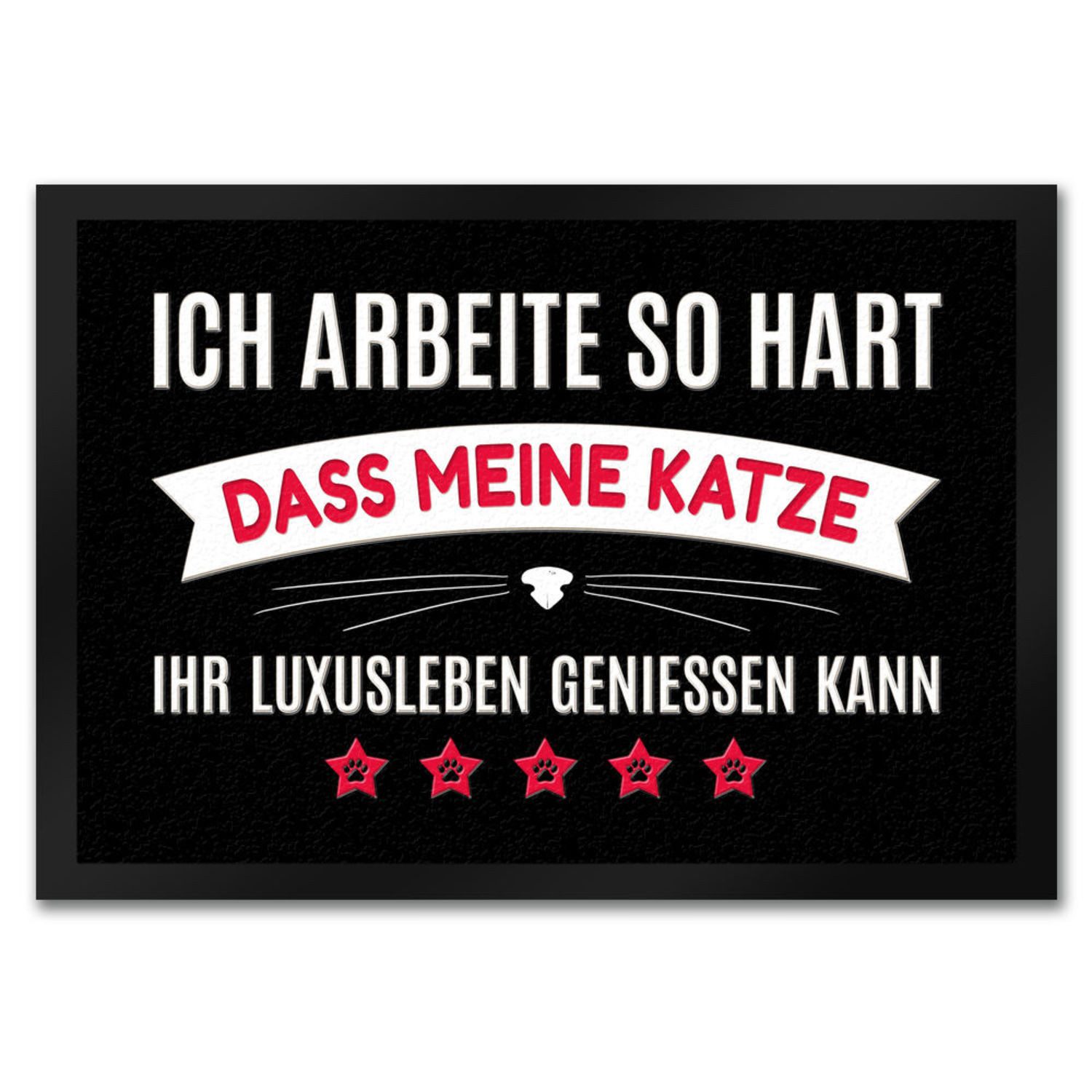Fußmatte Luxusleben Katze Fußmatte in rot mit Barthaar Motiv Haustier Luxus