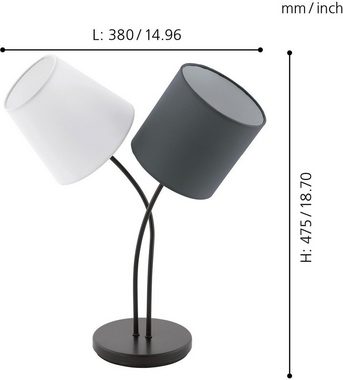 EGLO Tischleuchte ALMEIDA, Leuchtmittel wechselbar, ohne Leuchtmittel, L38 x H47,5 x B18,5cm / exkl. 3 x E14 (je max. 25W) / aus Stoff