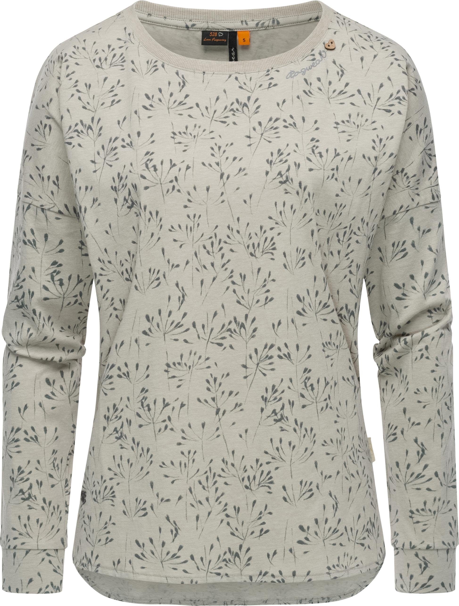 Ragwear Langarmshirt Shimona Long Flowery nachhaltigeres Damen Sweatshirt mit floralem Print beige