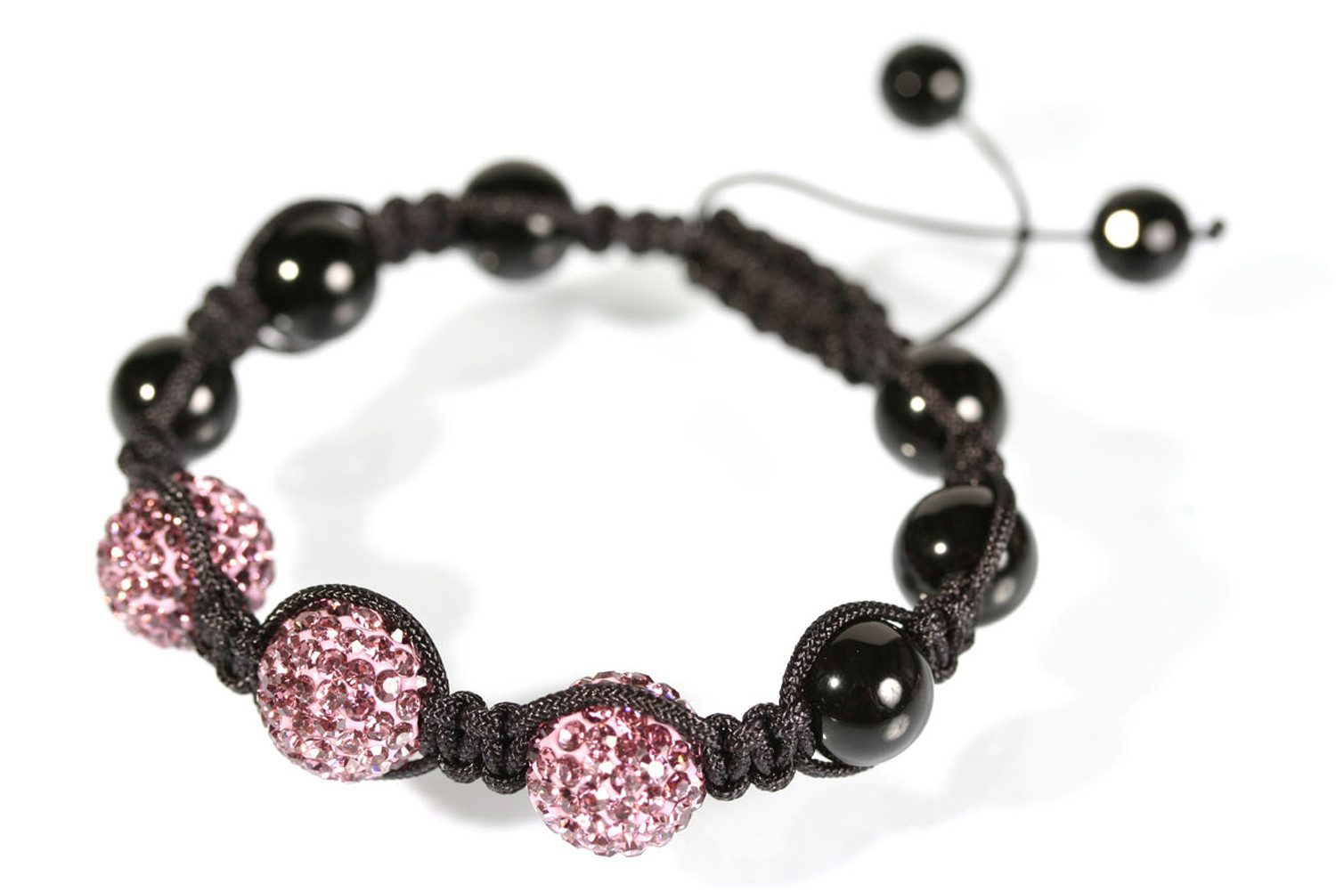 Le Bijou Armband Crystal Whisper (1-tlg), Shamballa Armband mit echten Onyx-Kugeln 12 mm und Markenkristallen