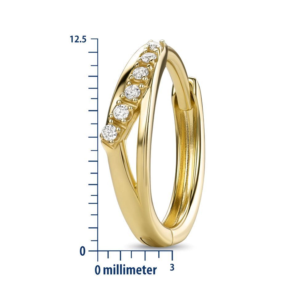 Miore Klappcreolen MAE9112E für Damen aus 9K (375) Gelbgold in 12,5 mm x 3 mm, mit 12 Zirkonia insgesamt 0,09 ct