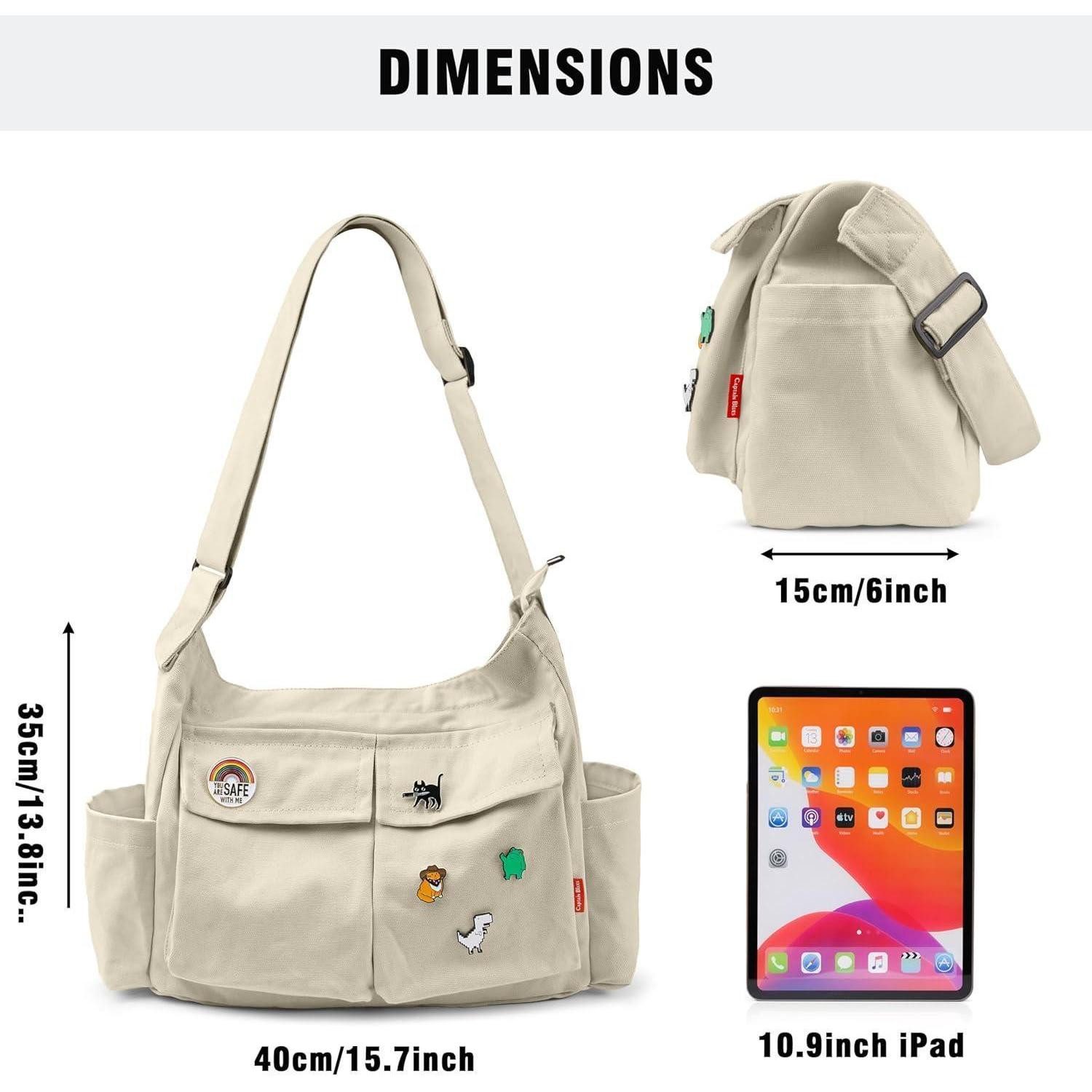 LuxusKollektion Messenger Bag "Canvas Messenger Bag Umhängetasche groß mit mehreren