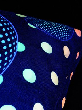 PSYWORK Dekokissen Schwarzlicht Kissen Neon "Dots Bubble Balls", 70x90cm, UV-aktiv, leuchtet unter Schwarzlicht