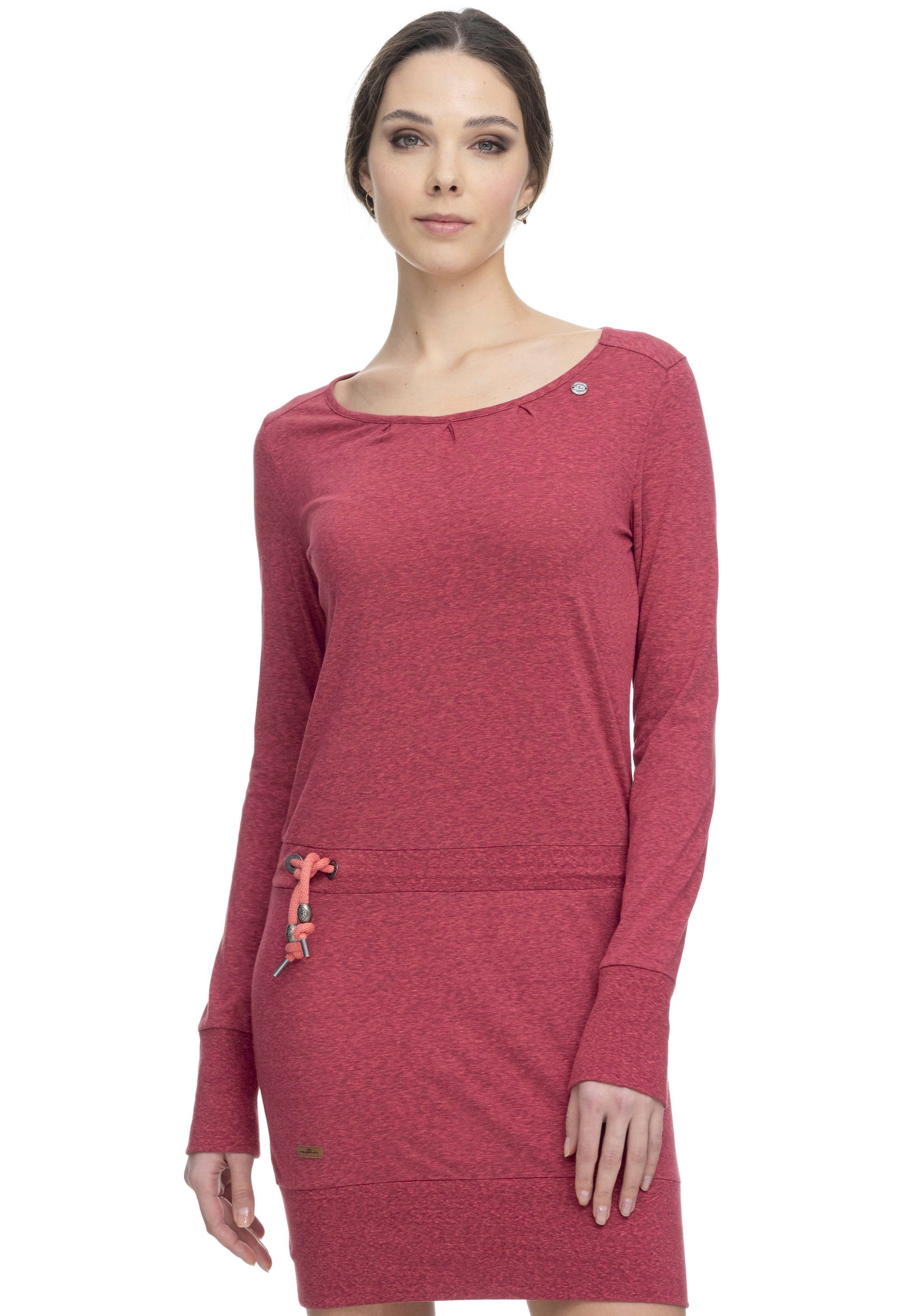 Kordelzug Jerseykleid mit kontrastigen Ragwear Zierperlen-Besatz ALEXA 4041 rose und