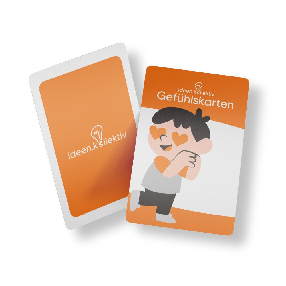 ideen.kollektiv Lernspielzeug Gefühlskarten Set – 28 Emotionskarten & 4 doppelseitige Symbolkarten (für Coaching, Therapie & Pädagogik, Mehrsprachige Gefühls-Visualisierung für Teambuilding & Gruppenarbeit)