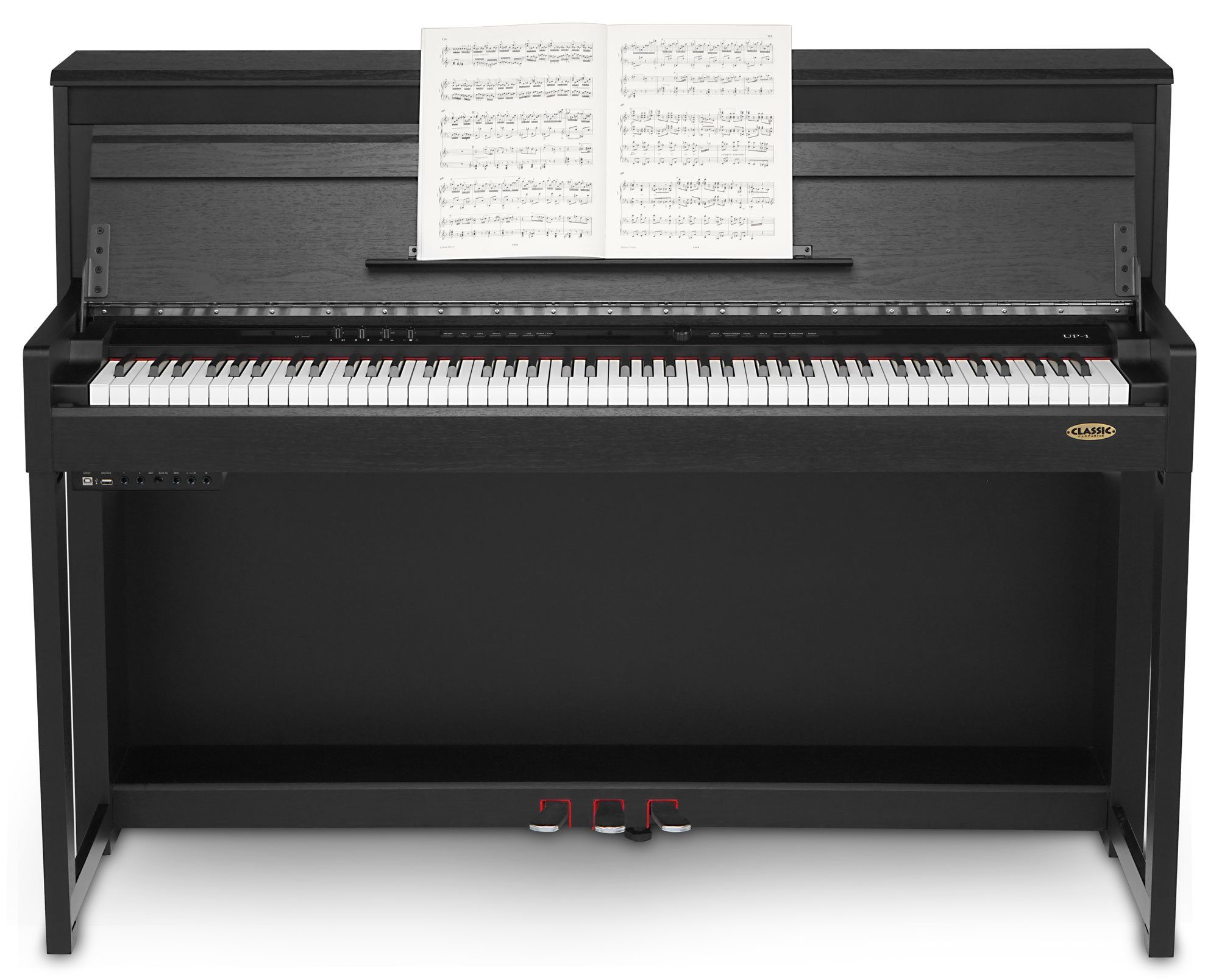 Classic Cantabile Digitalpiano UP-1 SM E-Piano Set - 88 gewichtete Tasten mit Graded Hammer-Tastatur (Spar-Set, inkl. Klavierbank, Kopfhörer & Schule), Klavier mit 40 Sounds und 256-fache Polyphonie
