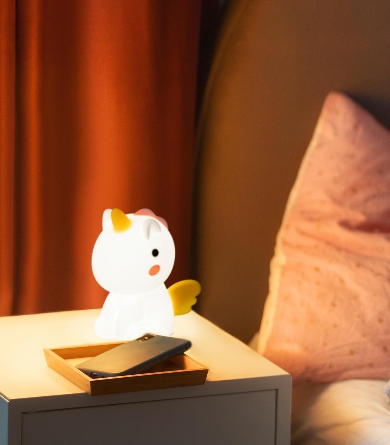 FH Lighting LED Nachtlicht EMILY, Gelb, Weiß, Silikon, Akkubetrieben, Dimmfunktion, RGB-Farbwechsel, LED fest integriert, Extra-Warmweiß, B 8,5 x H 14 x T 10,5 cm