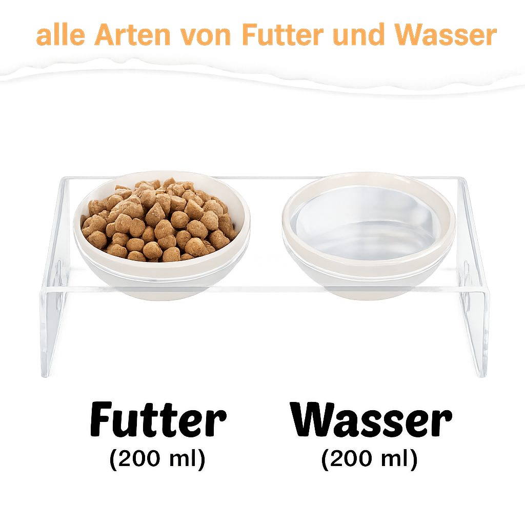 Boncuks Home Futternapf Plexi Futternapf mit Keramikschalen und Futtermatte