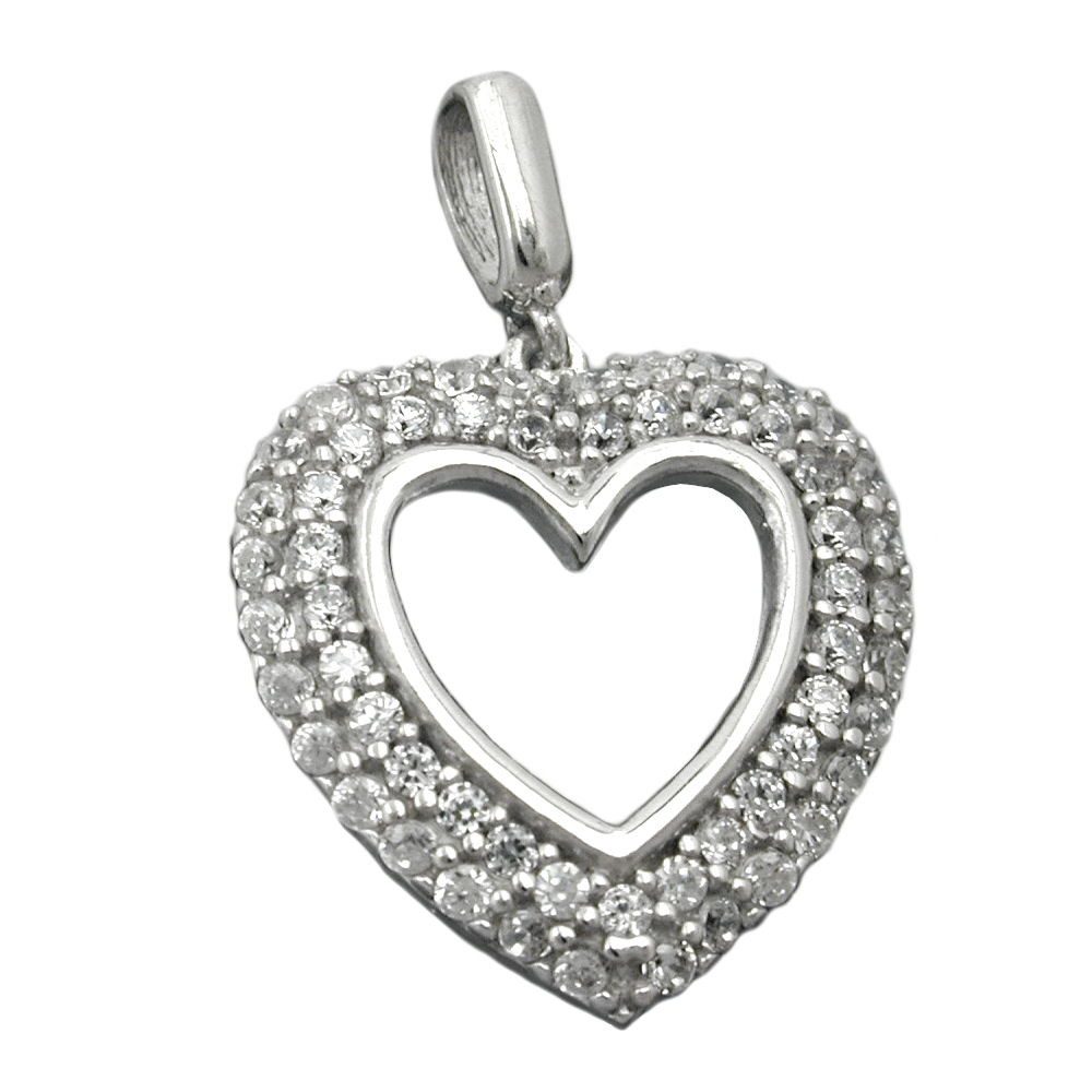 Kettenanhänger Anhänger Herz 16x15mm, Zirkonia, 925 Silber