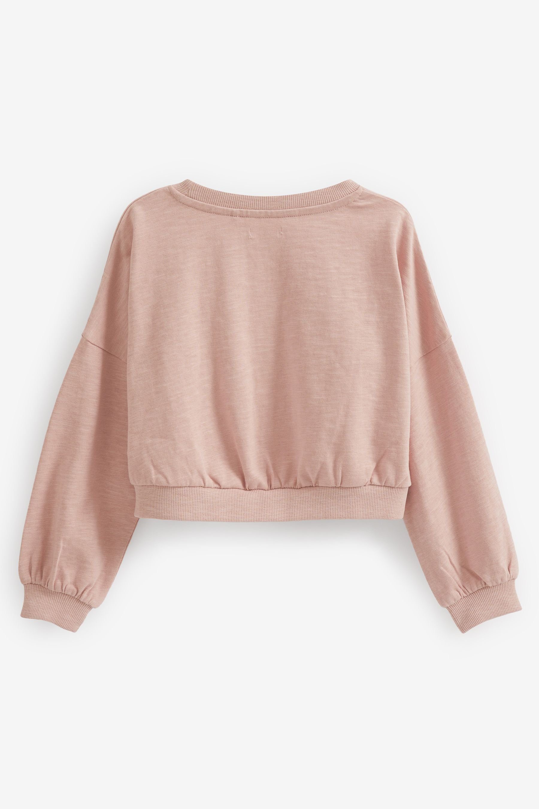 Next Langarmshirt Kastiges, mit Pink Sweatshirt (1-tlg) langärmeliges Bündchen