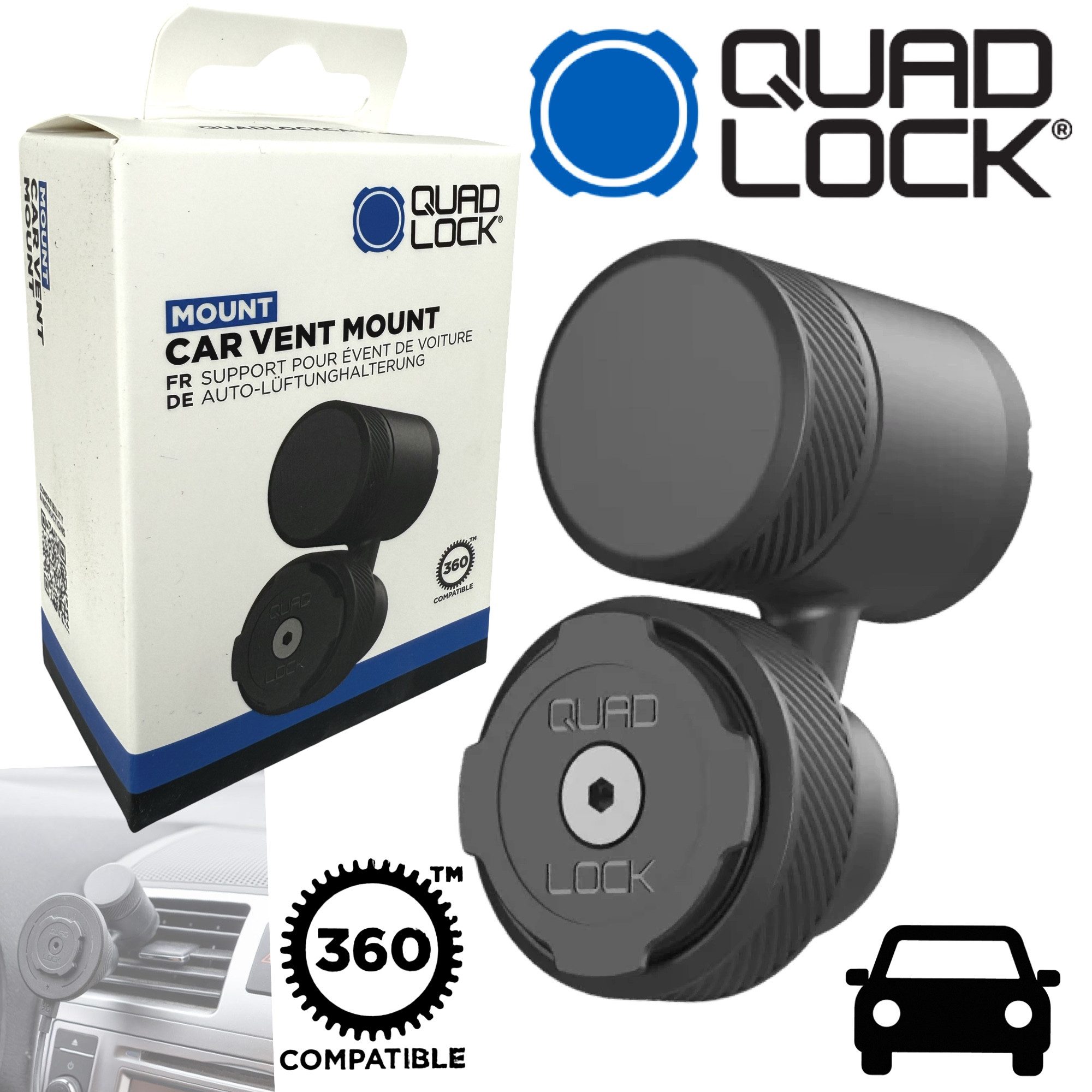 Quad Lock Handy-Halterung QUAD LOCK 360 CAR Vent Mount Auto Lüftung Gitter Handy Halterung