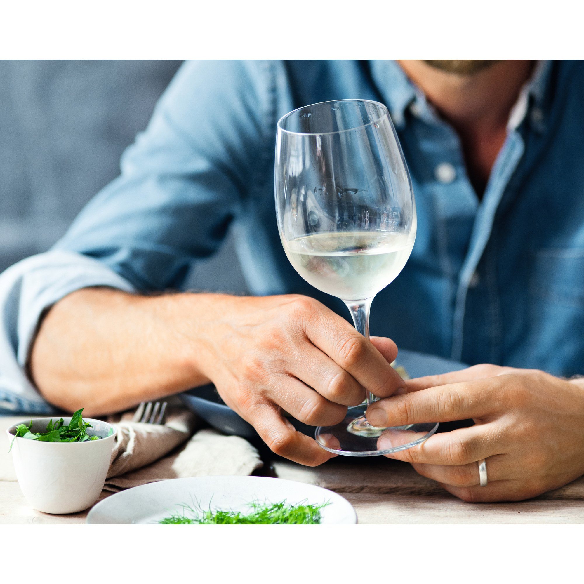 WMF Weinglas EasyPlus Weißweingläser, 6 Stück, 6-tlg., Kristallglas, 390 ml, spülmaschinenfest, transparent