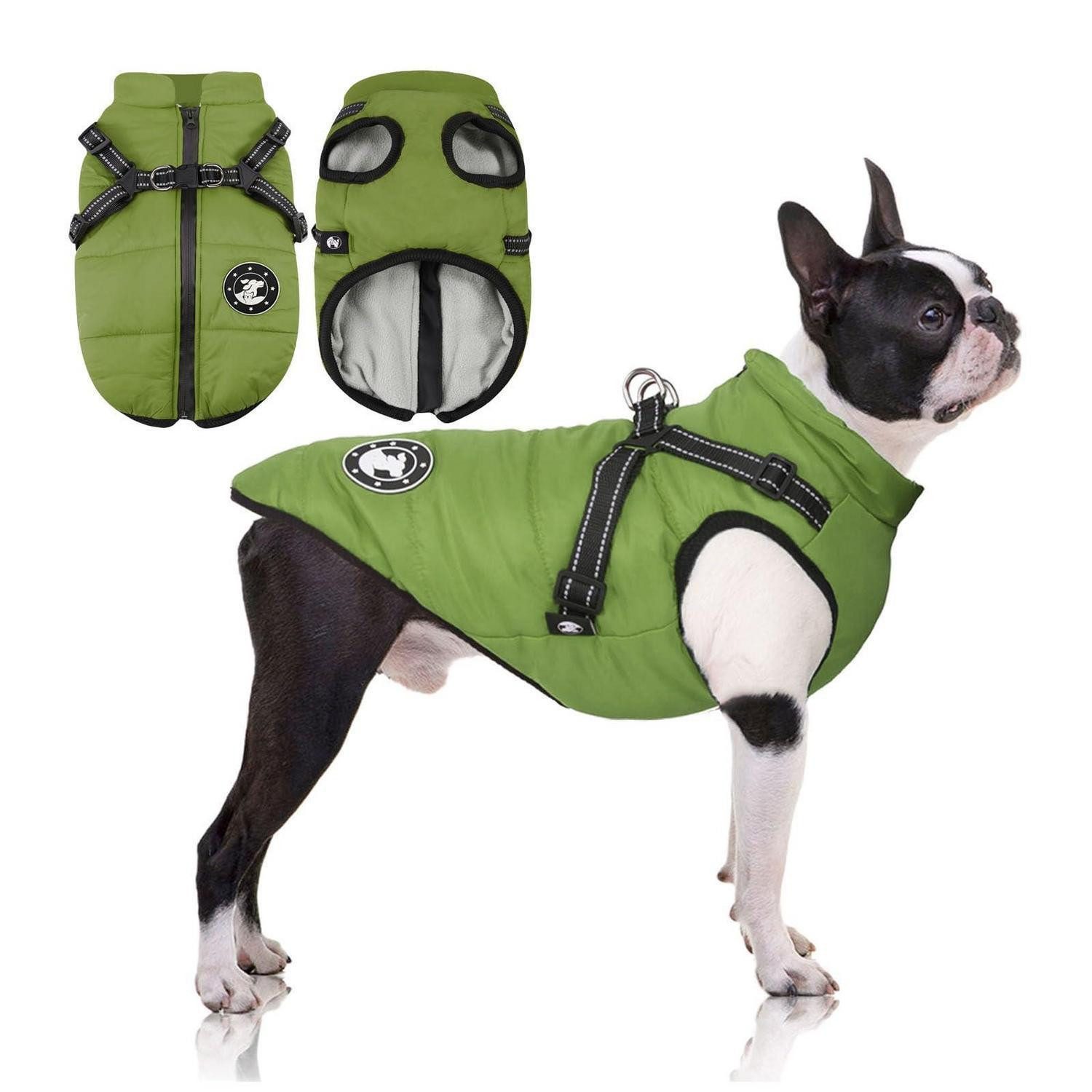 LuxusKollektion Hunderegenmantel Hundemantel Französische Bulldogge Grün Gr 10